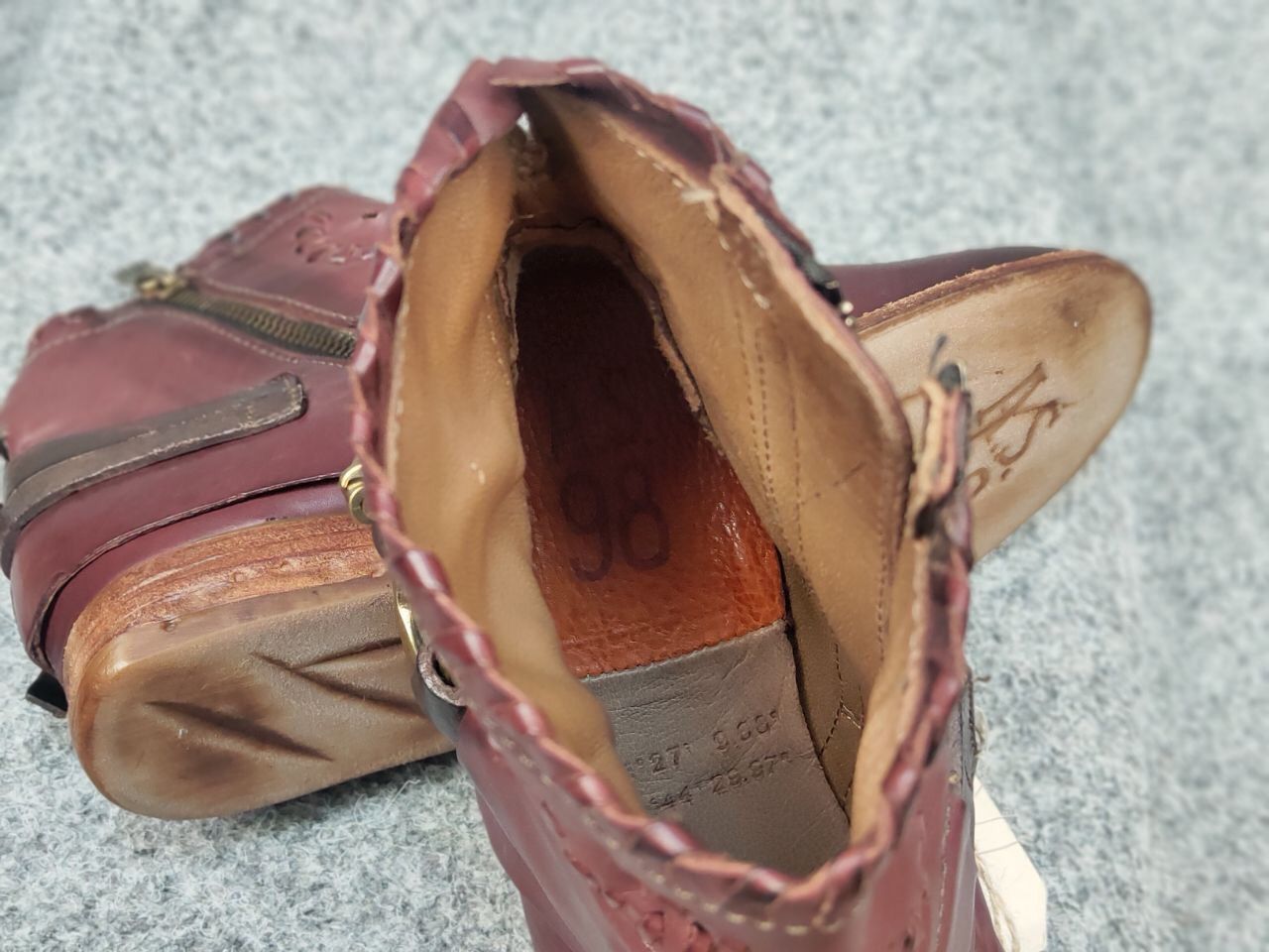 A.S.98 A.S.98 Airstep Design Zip Ankle Boots Shoes Burgundy leather Size US 7 / IT 37 - 22 Thumbnail