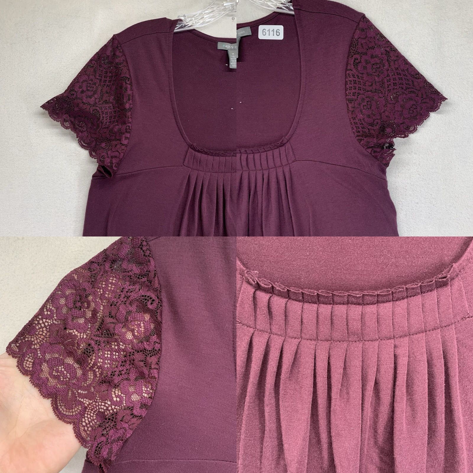 Vintage apt 9 stretch Blouse Women’s Top Medium Regular Size Red Vineyard Boat Neck Casual Shirt Size M / US 6-8 / IT 42-44 - 8 Thumbnail