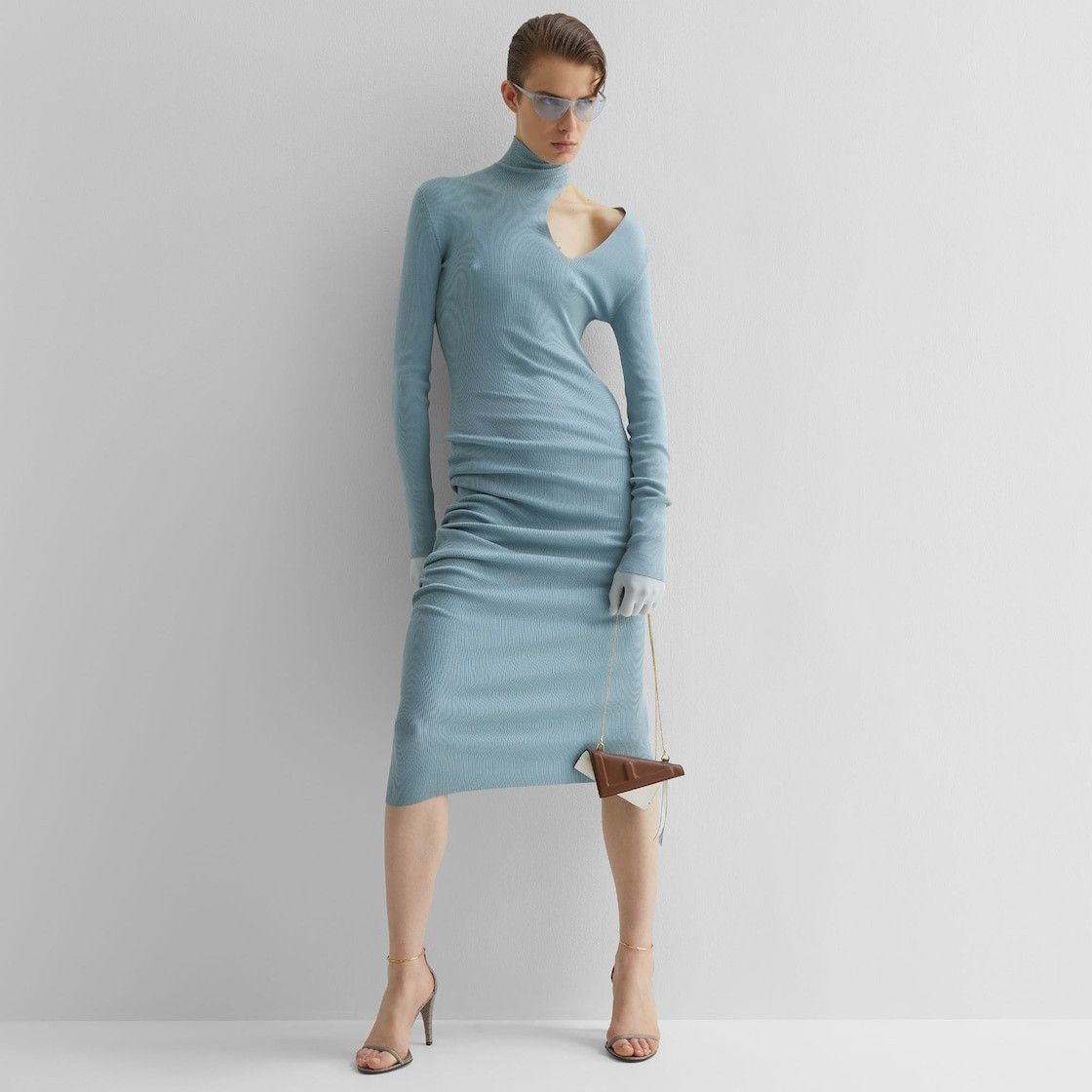 Fendi o1s1wg110225 Dress in Blue Size L / US 10 / IT 46 - 3 Thumbnail