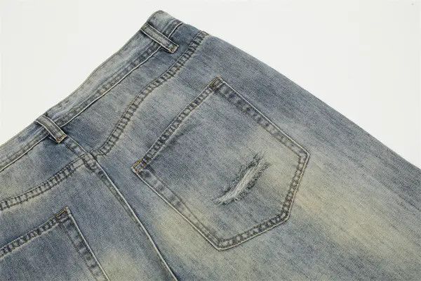 Japanese Brand Rei Distressed men's punk ripped straight-leg raw-edge jeans Size US 32 / EU 48 - 7 Thumbnail