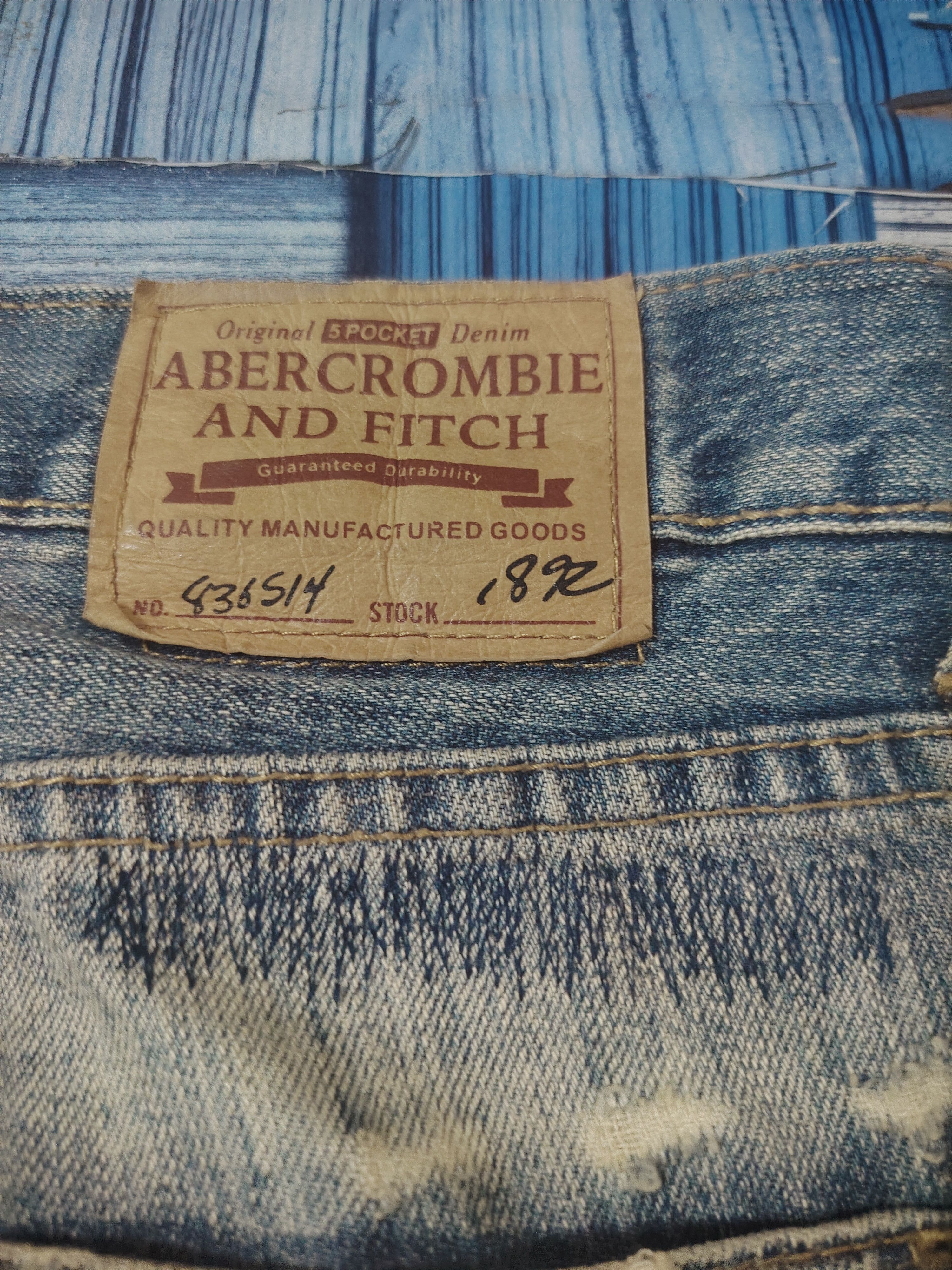 Abercrombie & Fitch Japanese A&F Baggy Flared Jeans Distressed Denim Size US 35 - 19 Thumbnail