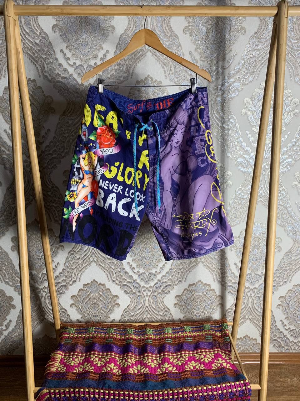 Ed Hardy Vintage Ed Hardy By Christian Audigier Designer Shorts 90s Size US 34 / EU 50 - 1 Thumbnail