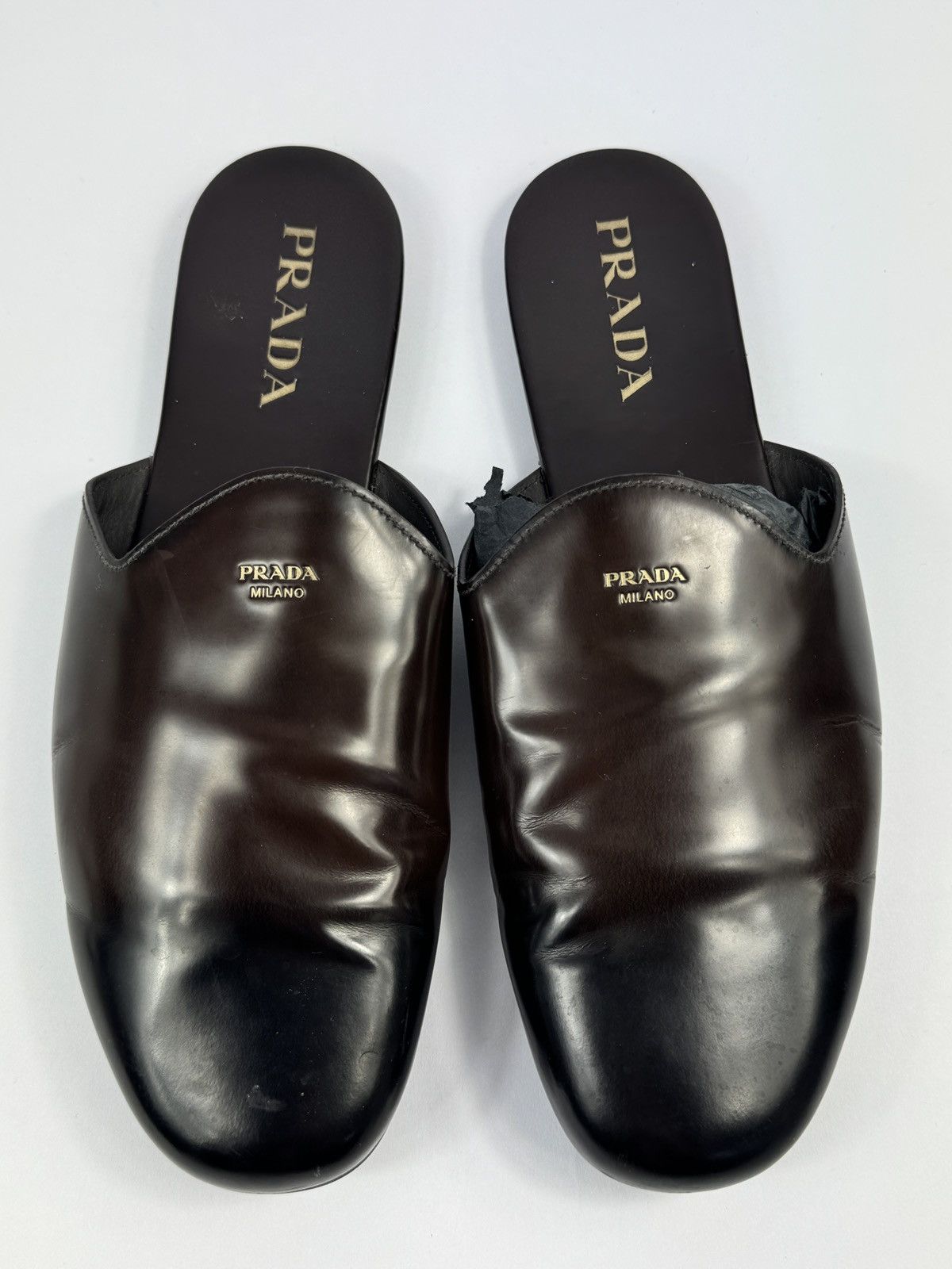 Prada PRADA LOGO LEATHER SLIP ONS Size US 9 / EU 42 - 1 Thumbnail