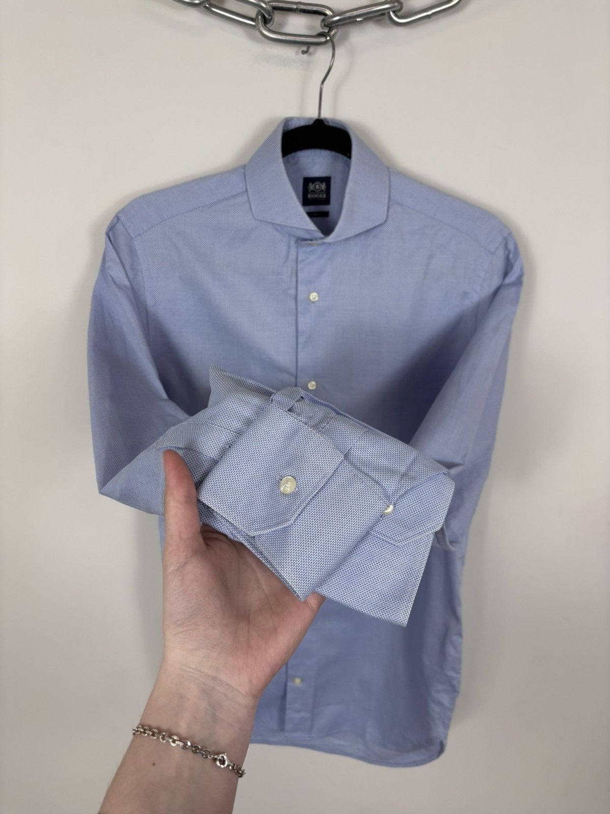 Boggi Boggi Milano Men’s Slim Fit Royal Oxford Button Up Shirt Size US S / EU 44-46 / 1 - 6 Thumbnail