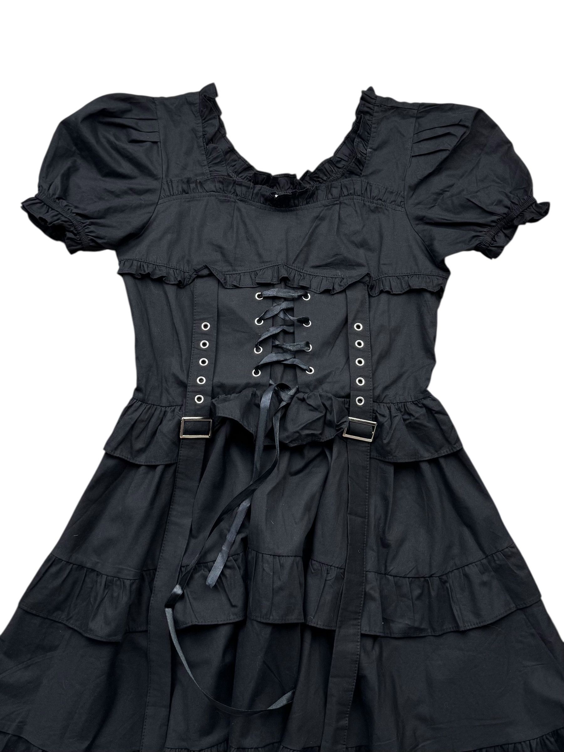 Japanese Brand Vintage Flare Dress With Bondage(V235) Size XS / US 0-2 / IT 36-38 - 2 Thumbnail