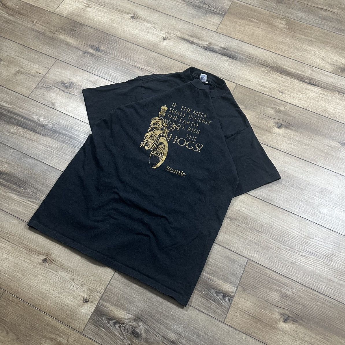 Jerzees Vintage 90s Jerzees Seattle Biker Graphic Tee Size US L / EU 52-54 / 3 - 3 Thumbnail