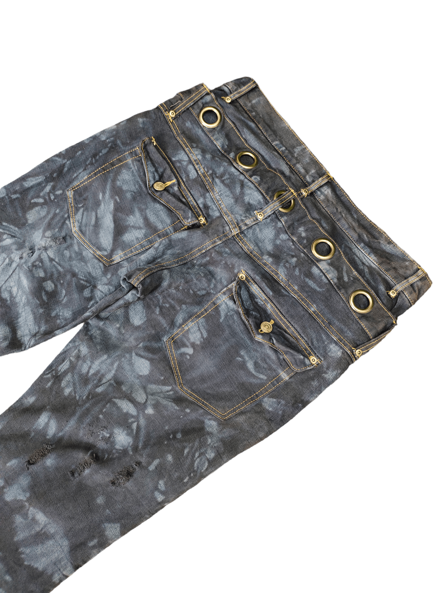 Japanese Brand PPFM Inspire Japanese Double Waist Distressed Dye Jeans 35 Size US 35 - 14 Thumbnail