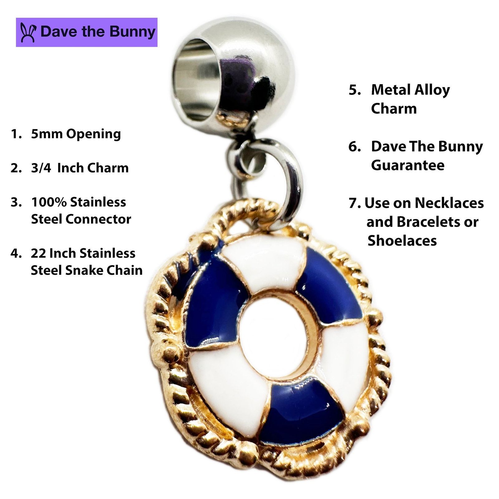& Other Stories Life Saver Necklace (Blue) - Stainless Steel Chain Necklace Size ONE SIZE - 2 Thumbnail