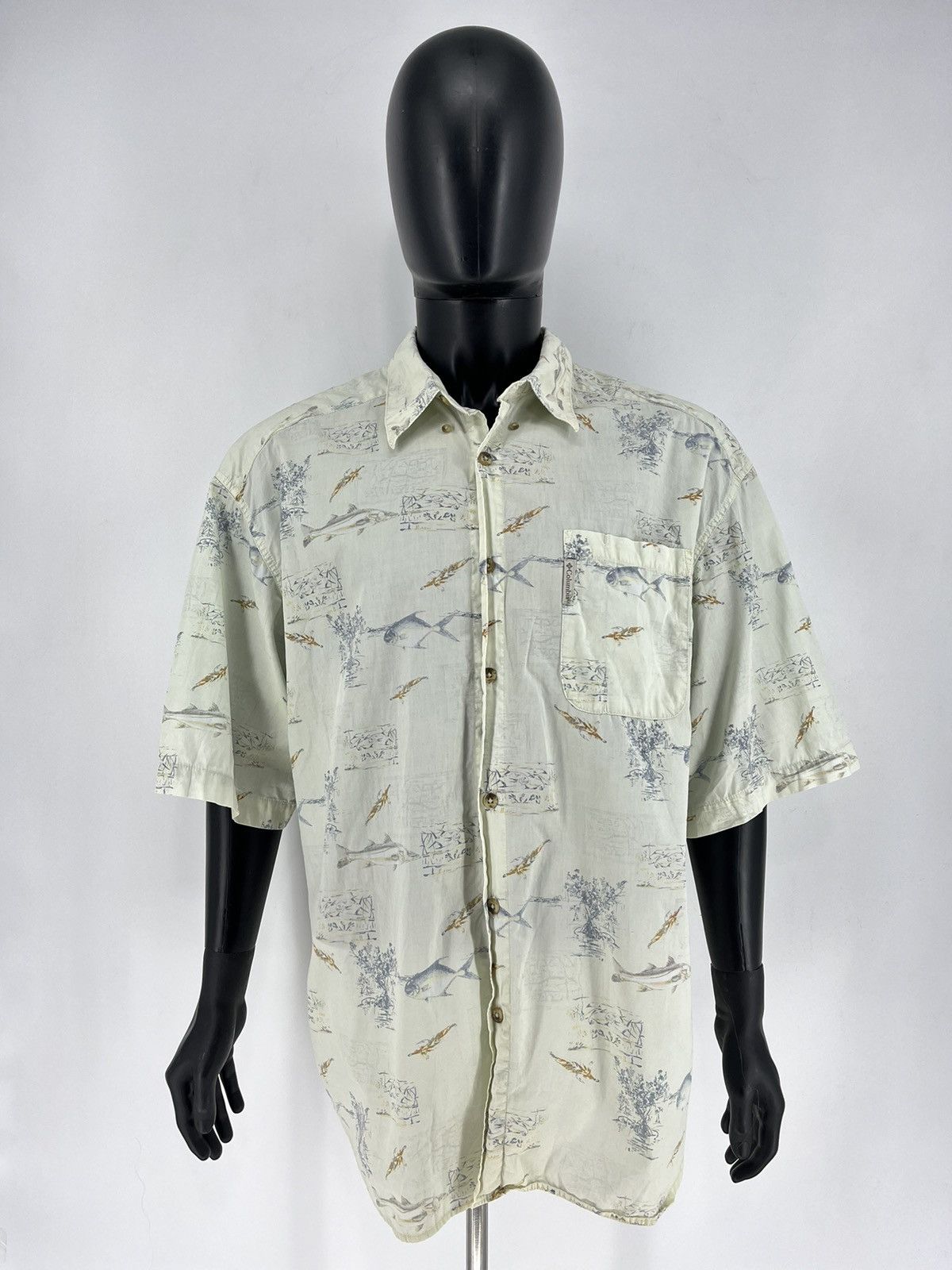 Columbia Vintage Columbia Fish Overprint Beach Hawaiian Shirt XLarge Size US XL / EU 56 / 4 - 2 Thumbnail