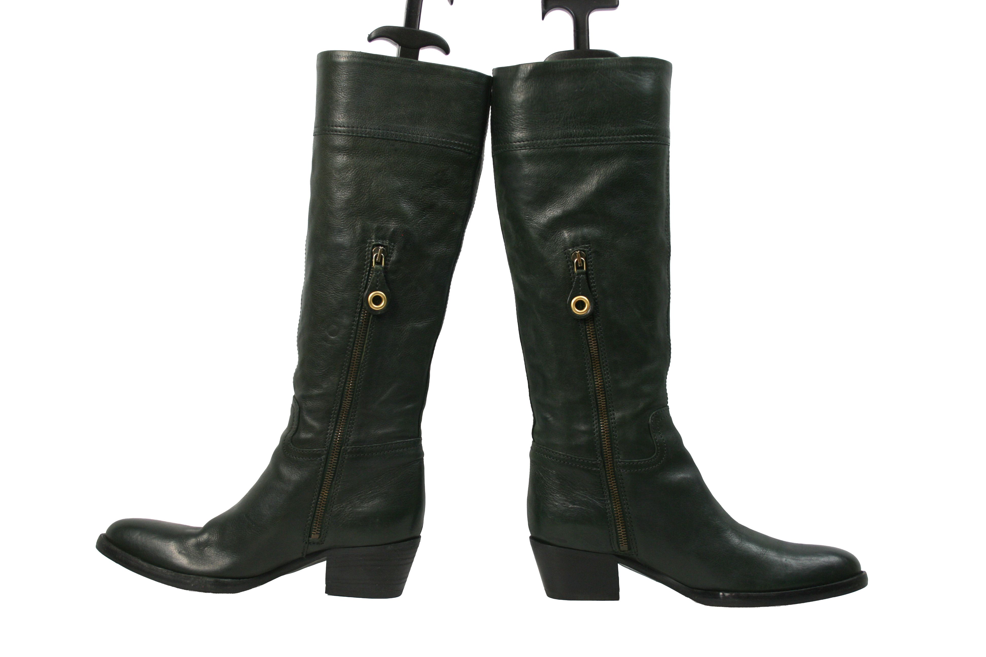 Car Shoe By Prada Biker Riding Knee High Boots Size US 7.5 / IT 37.5 - 11 Thumbnail
