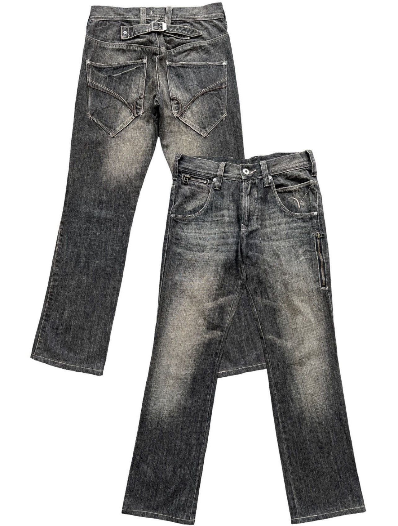 Japanese Brand Japanese Brand Straight Cut Buckle Back Denim Jeans 29x29.5 Size US 29 - 1 Thumbnail