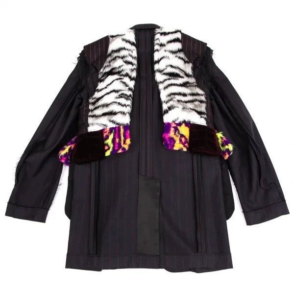 Comme des Garcons Comme des Garcons Fur-turned striped stitching jacket Size US XS / EU 42 / 0 - 5 Thumbnail
