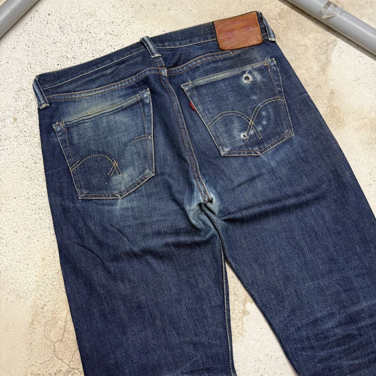 Full Count & Co. Selvedge Full Count Distress Indigo Chainstitch Denim Pants Size US 30 / EU 46 - 12 Thumbnail