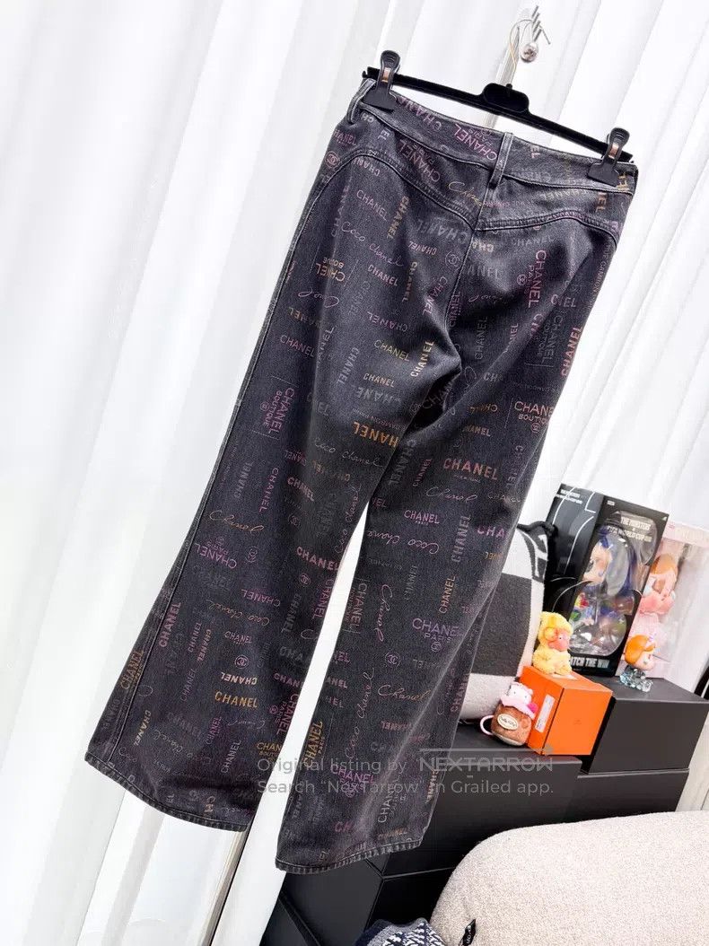 Chanel Chanel Letter graffiti denim wide-leg pants Size 24" / US 00 / IT 34 - 3 Thumbnail
