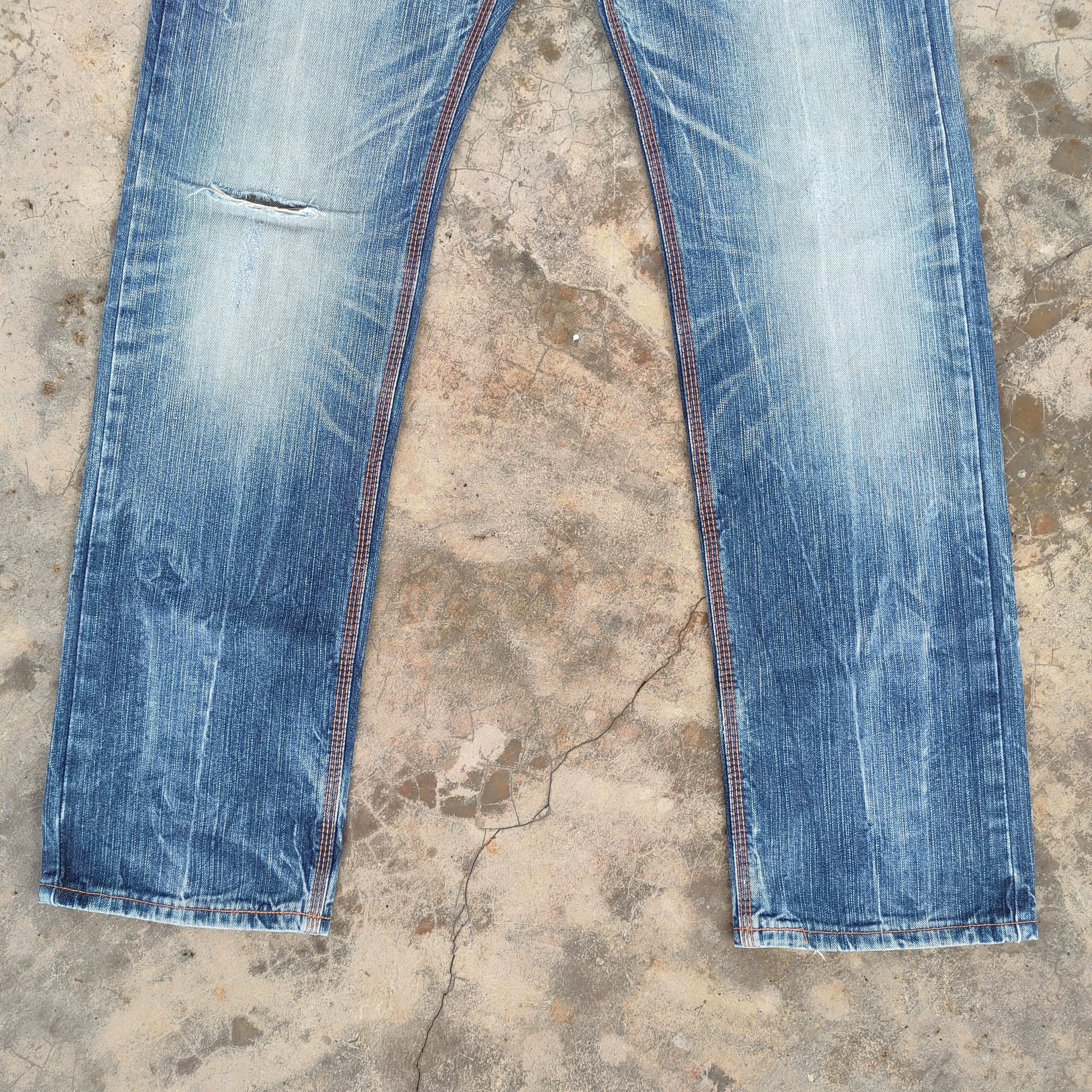 Edwin × Jean × Vintage VINTAGE EDWIN 403 XV FADED RIPPED JEANS DENIM PANTS Size US 33 - 3 Thumbnail