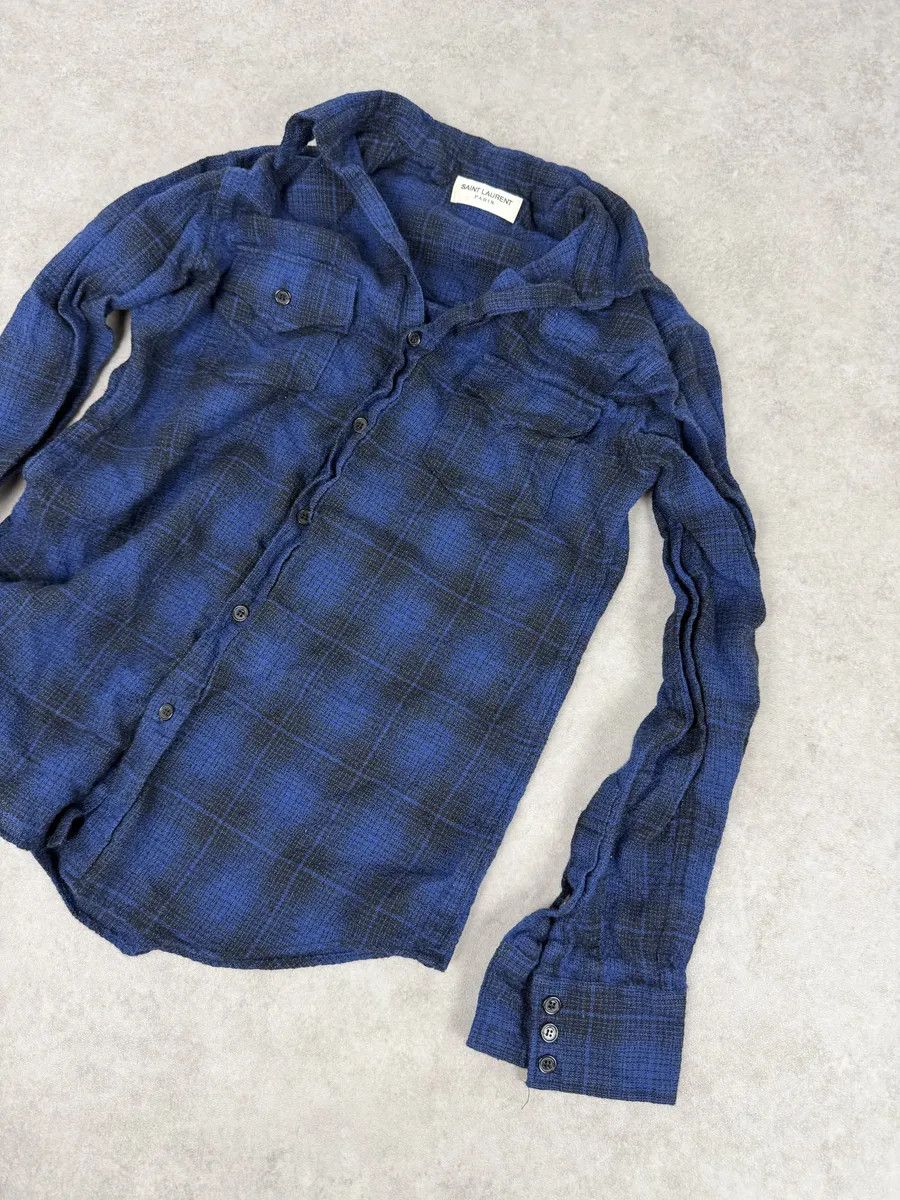 Saint Laurent Paris SS2016 Saint Laurent Blue & Black Checkered Shirt by Hedi Slimane Size XS / US 0-2 / IT 36-38 - 6 Thumbnail
