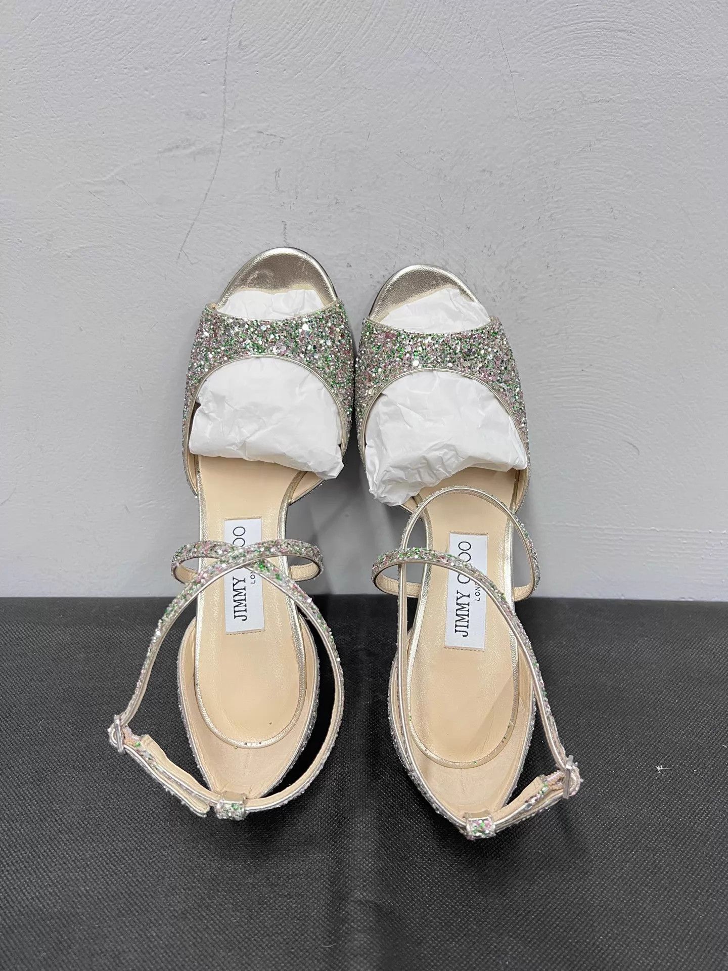 Jimmy Choo Jimmy Choo Emsy Crystal Glitter Open Toe Stiletto 38 NIB Size US 7.5 / IT 37.5 - 4 Thumbnail