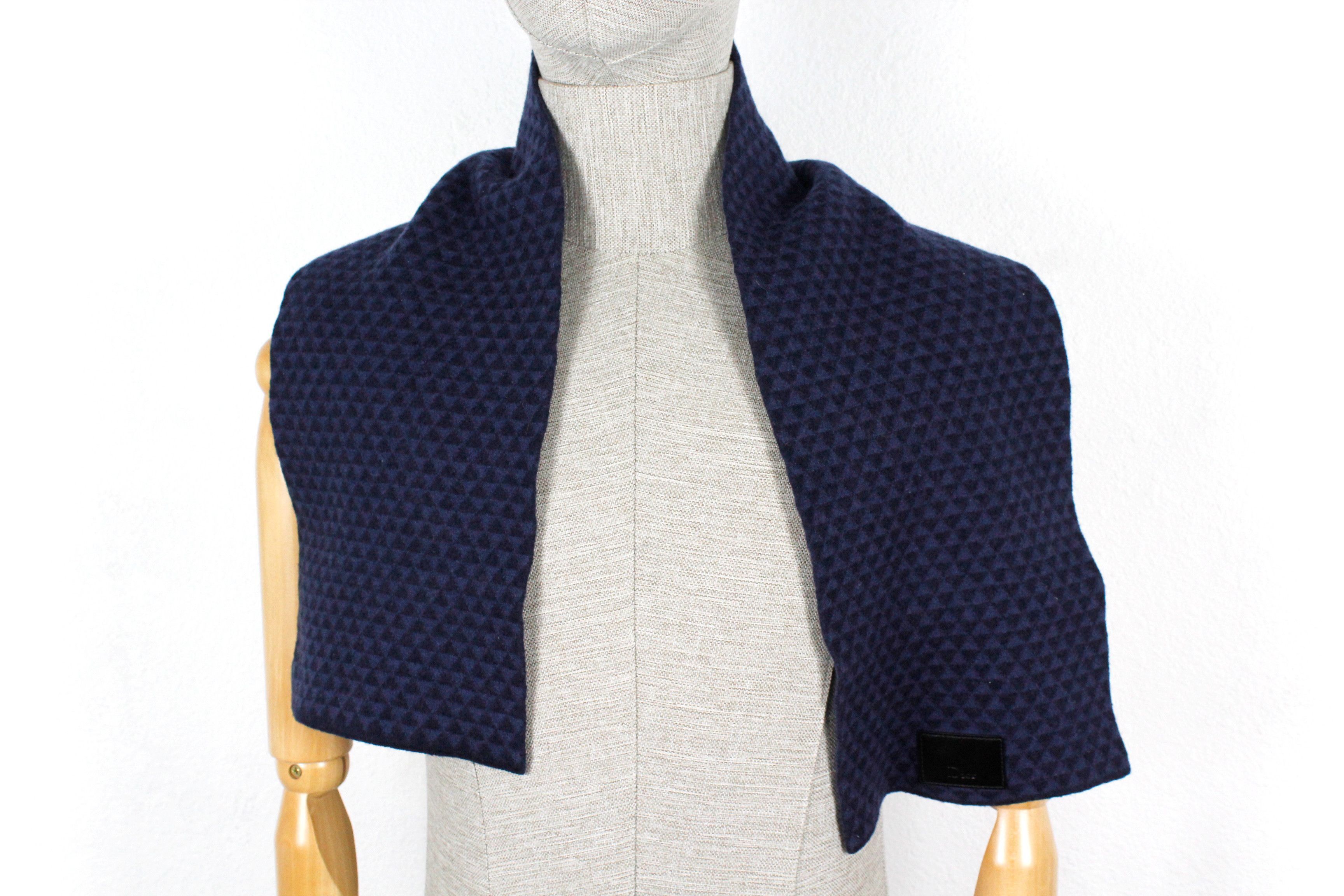 Dior Dior Homme Wool Navy Scarf Size ONE SIZE - 4 Thumbnail