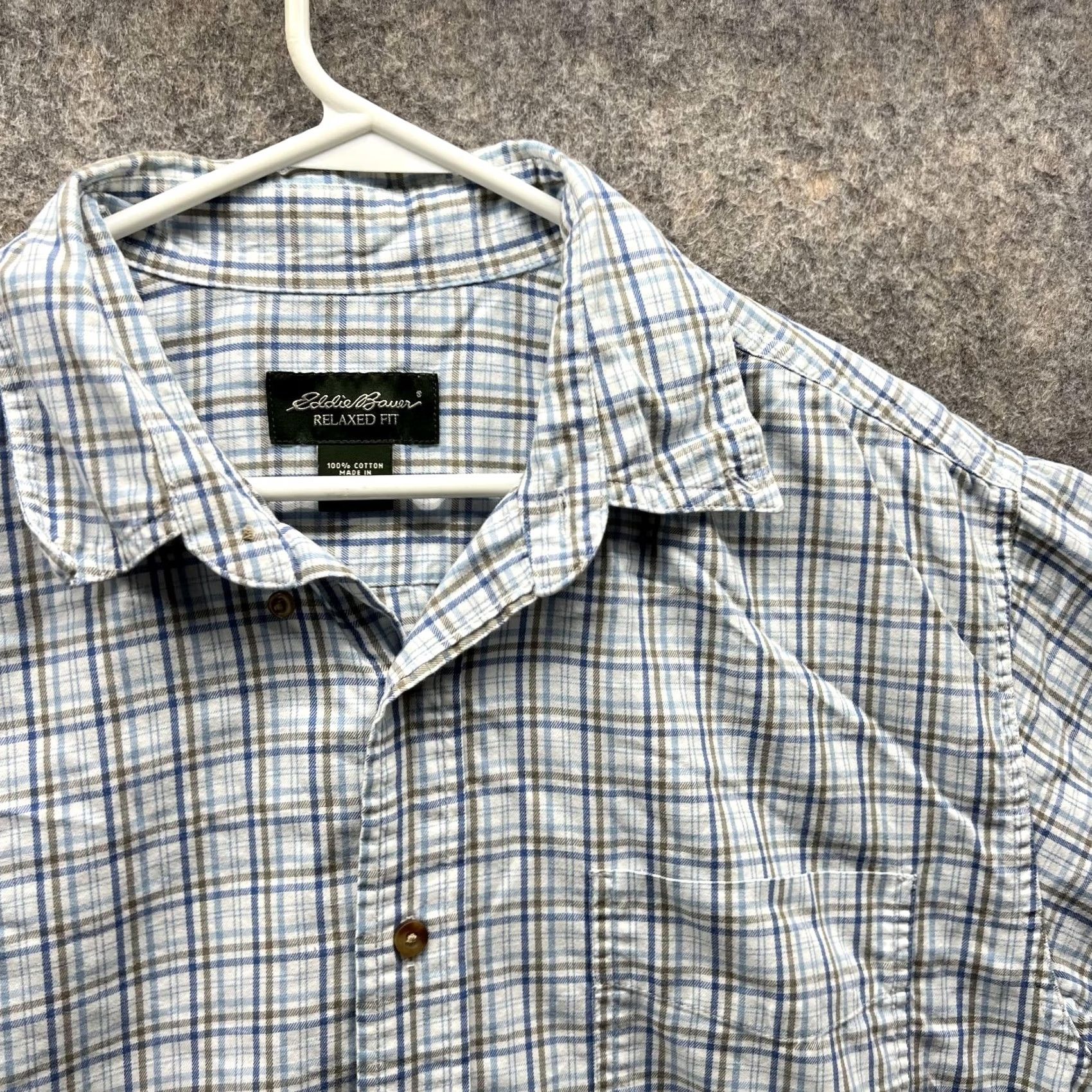 Eddie Bauer VINTAGE Eddie Bauer Shirt Men Large White Grey Button Down Relaxed Plaid Glen Check Shirt Ladies? Size US L / EU 52-54 / 3 - 6 Thumbnail