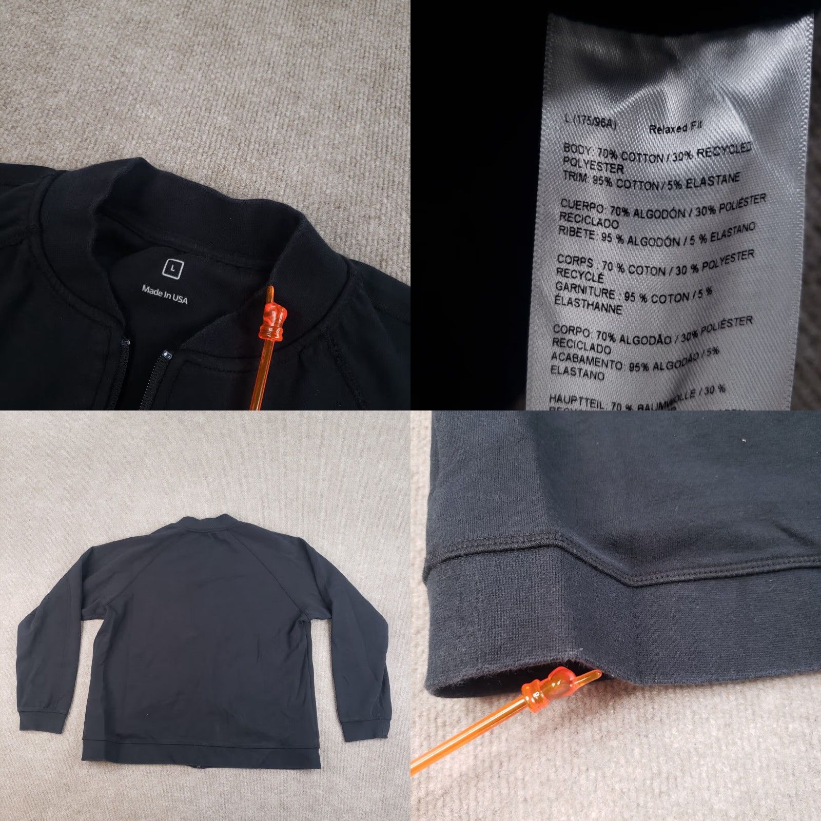 Apple Apple Sweatshirt Mens Large Black Full Zip Logo Mock Neck 100% Cotton Polyester Knit Jacket Long Sleeve Shirt Size US L / EU 52-54 / 3 - 8 Thumbnail