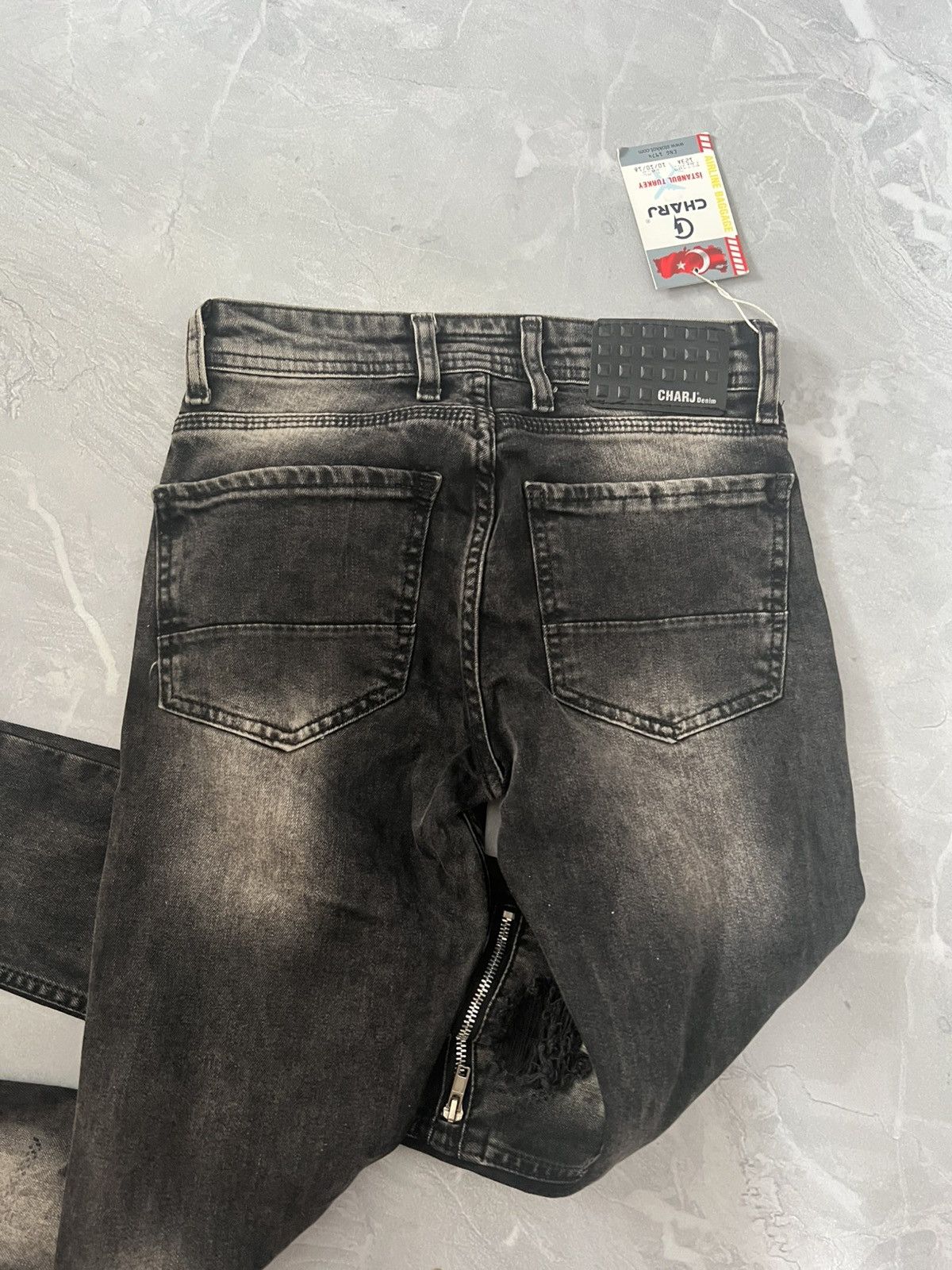 Japanese Brand Skinny Distressed Dark Avan Garde / Number Nine Style Swag Size US 28 / EU 44 - 4 Thumbnail