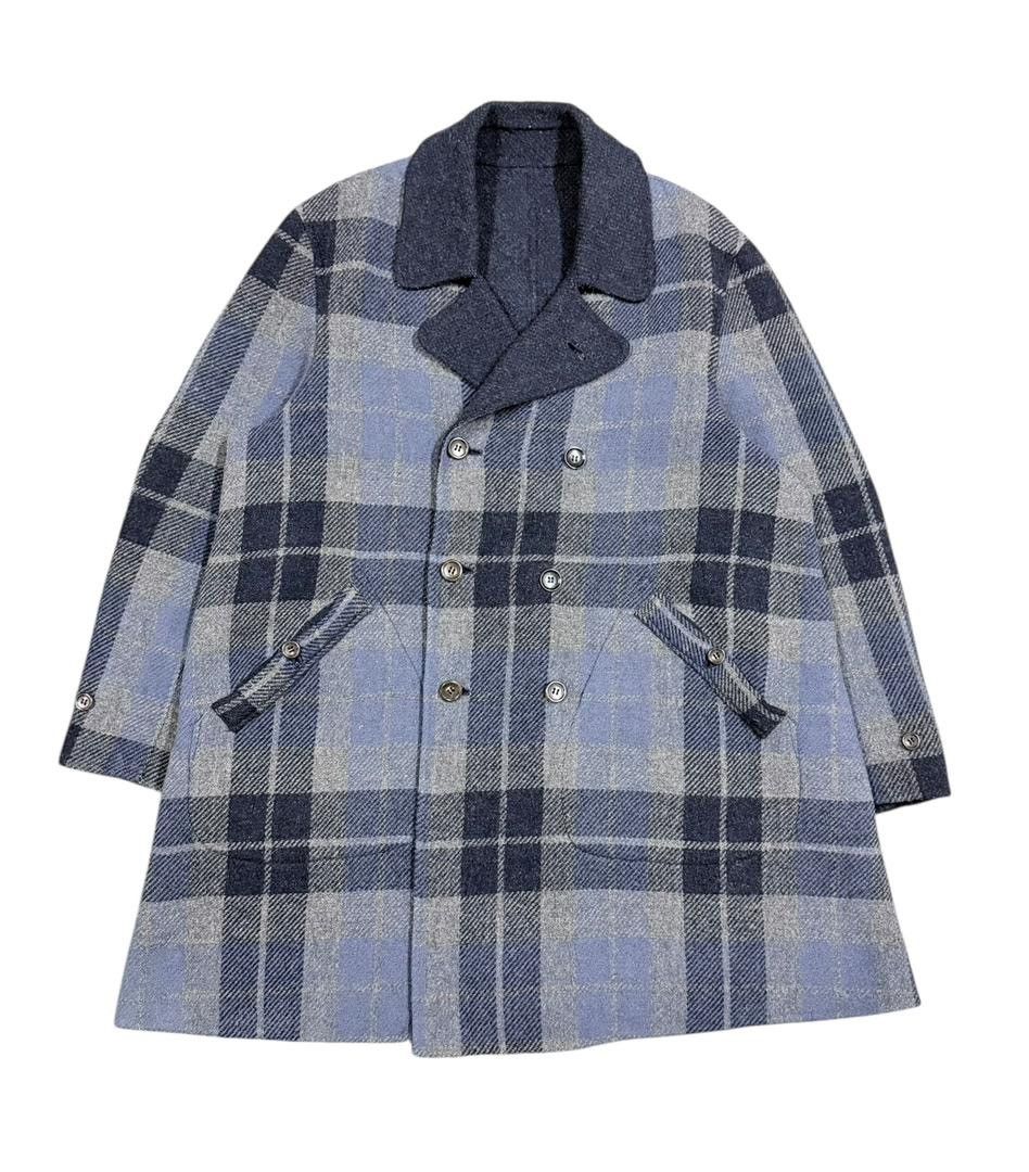 45rpm Vtg💥45rpm Indigo/Tartan Mohair Double Breasted Long Jacket Size US M / EU 48-50 / 2 - 2 Thumbnail