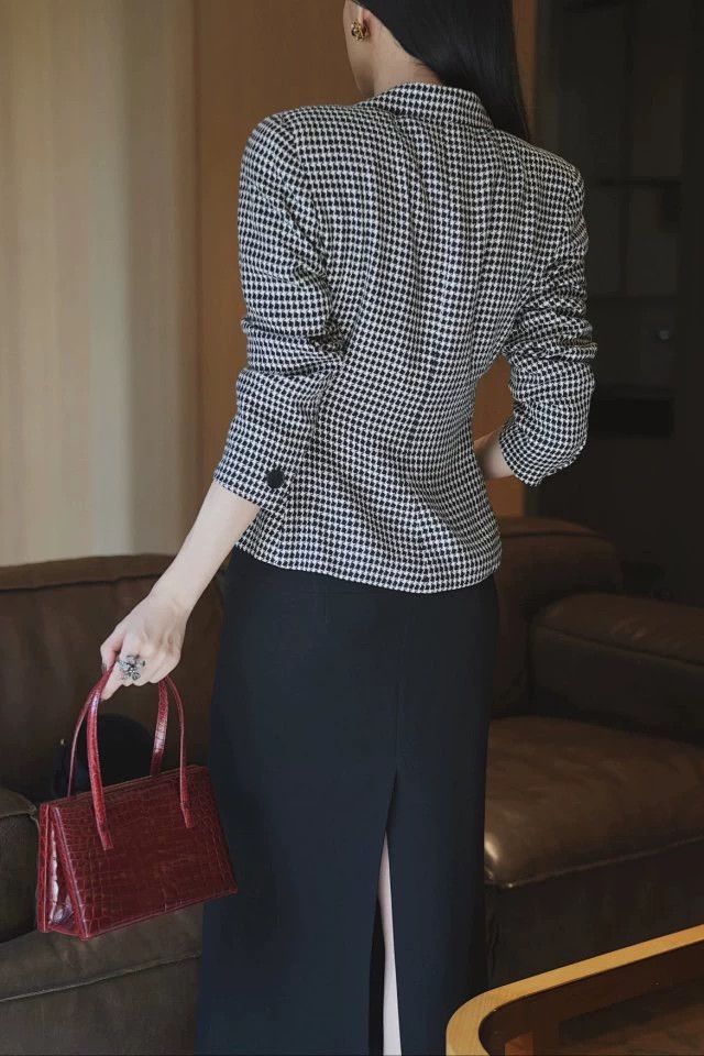 Dior Dior Vintage New Look Houndstooth Waisted Top US8 Size M / US 6-8 / IT 42-44 - 2 Thumbnail