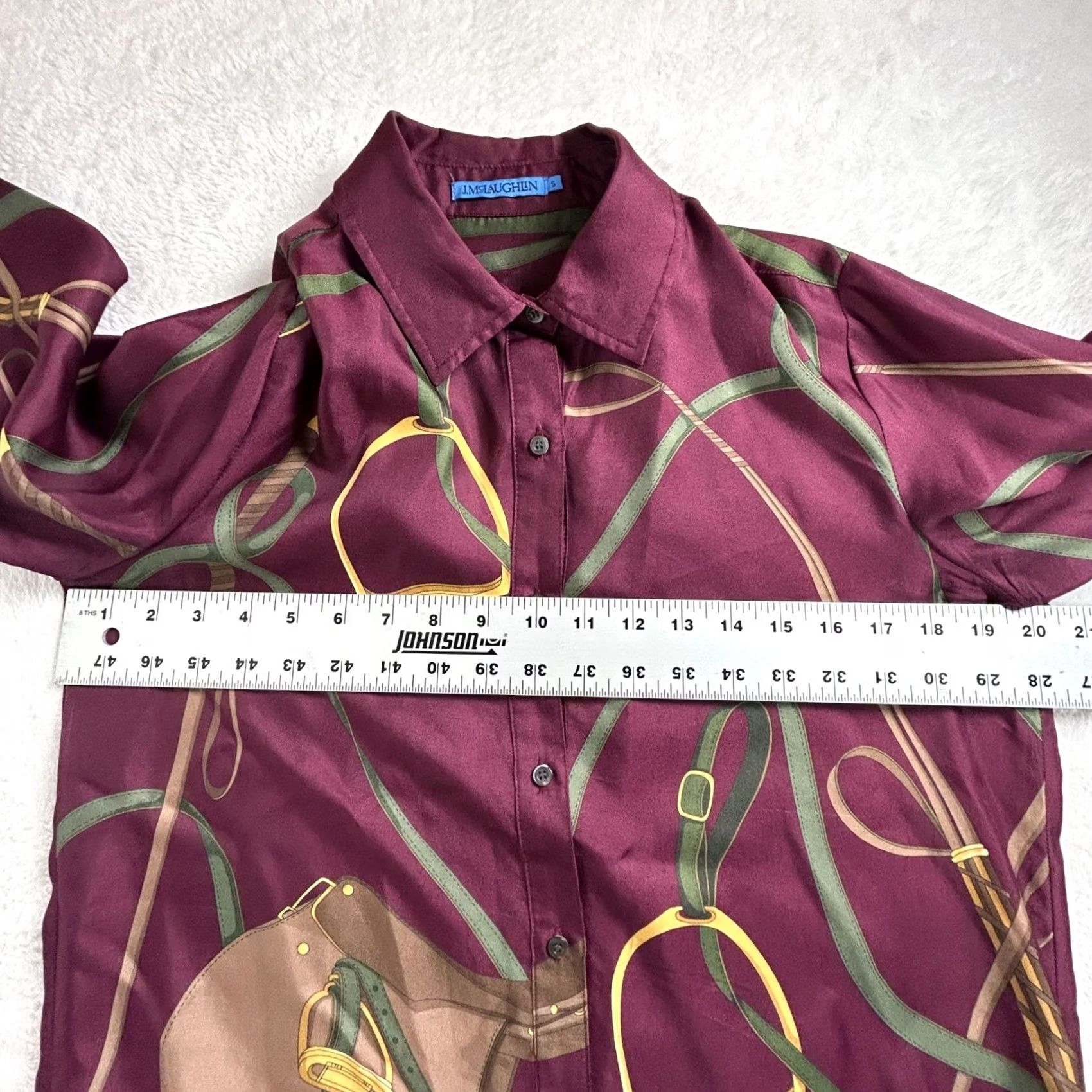 J.McLaughlin J.McLaughlin Women Button Up Long Sleeve Silk Blend Denver Blouse Small Burgundy Size S / US 4 / IT 40 - 7 Thumbnail
