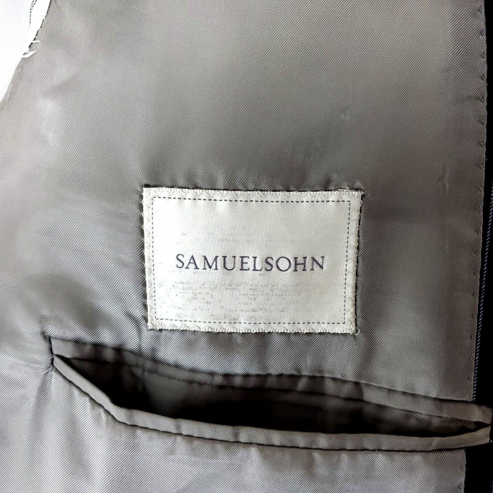 Samuelsohn Samuelsohn Super 130s Wool 44R Blue Striped Extra Pocket SB Size 44R - 7 Thumbnail