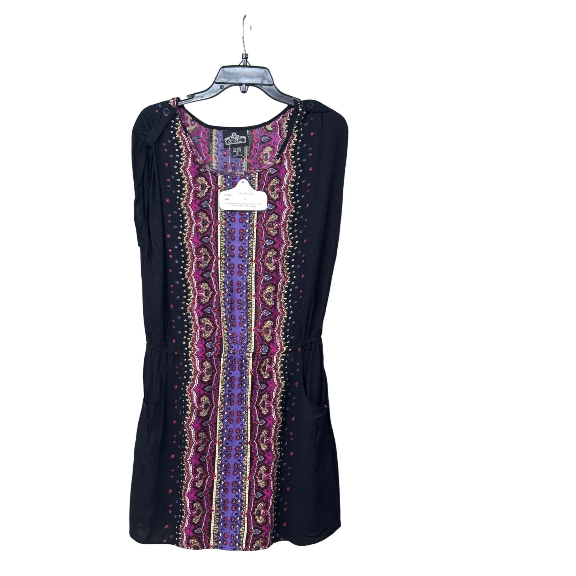 Other Angie Womens Black & Purple Boho Print Sleeveless Mini Dress Size S / US 4 / IT 40 - 4 Thumbnail