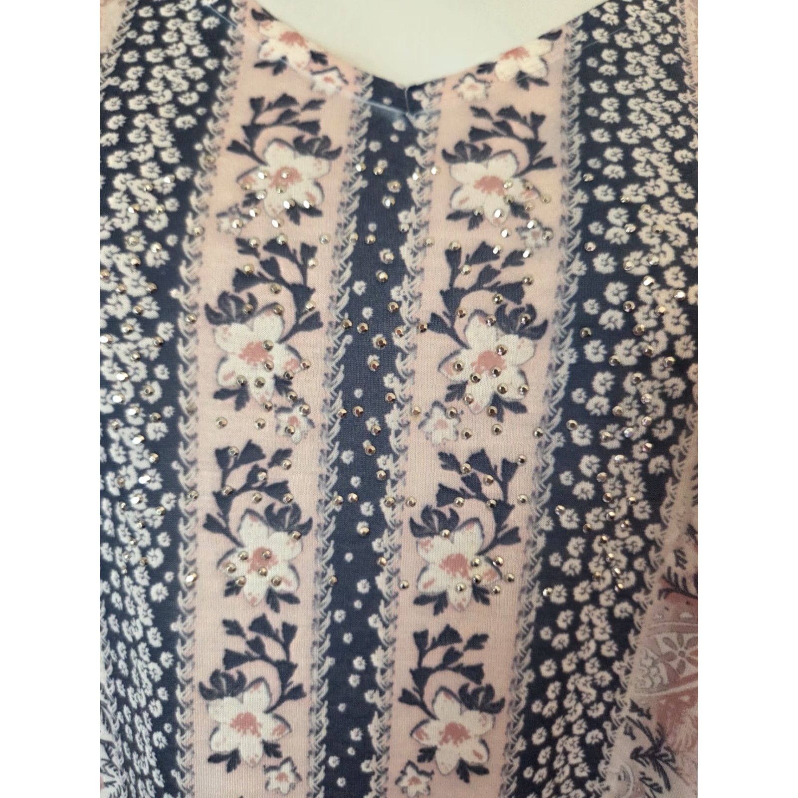 Avenue Avenue Top Womens 18/20 1X Multicolor Paisley Print Studded Lightweight Casual Boho Hippie Size XXL / US 16-18 / IT 52-54 - 3 Thumbnail