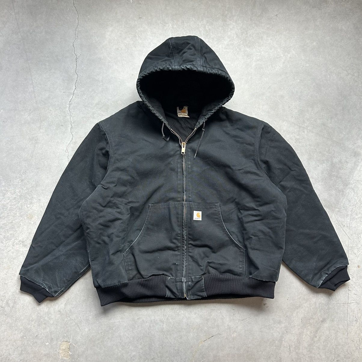 image of Crazy Vintage 90's Carhartt Faded Black Boxy Hooded Jacket, Men's (Size 2XL)