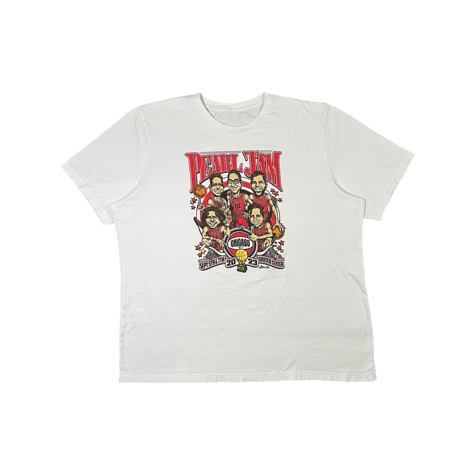 Band Tees × NBA 2023 Pearl Jam Chicago Bulls caricature band tee (XL) Size US XL / EU 56 / 4 - 1 Thumbnail