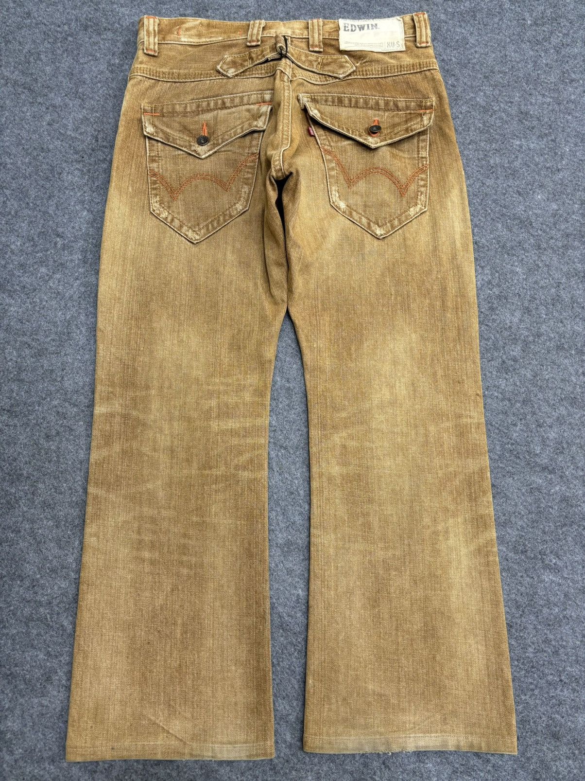 Edwin 💥Rare Colour💥Edwin 401XVS Rust Flare Cinch Back Denim F492 Size US 33 - 15 Thumbnail