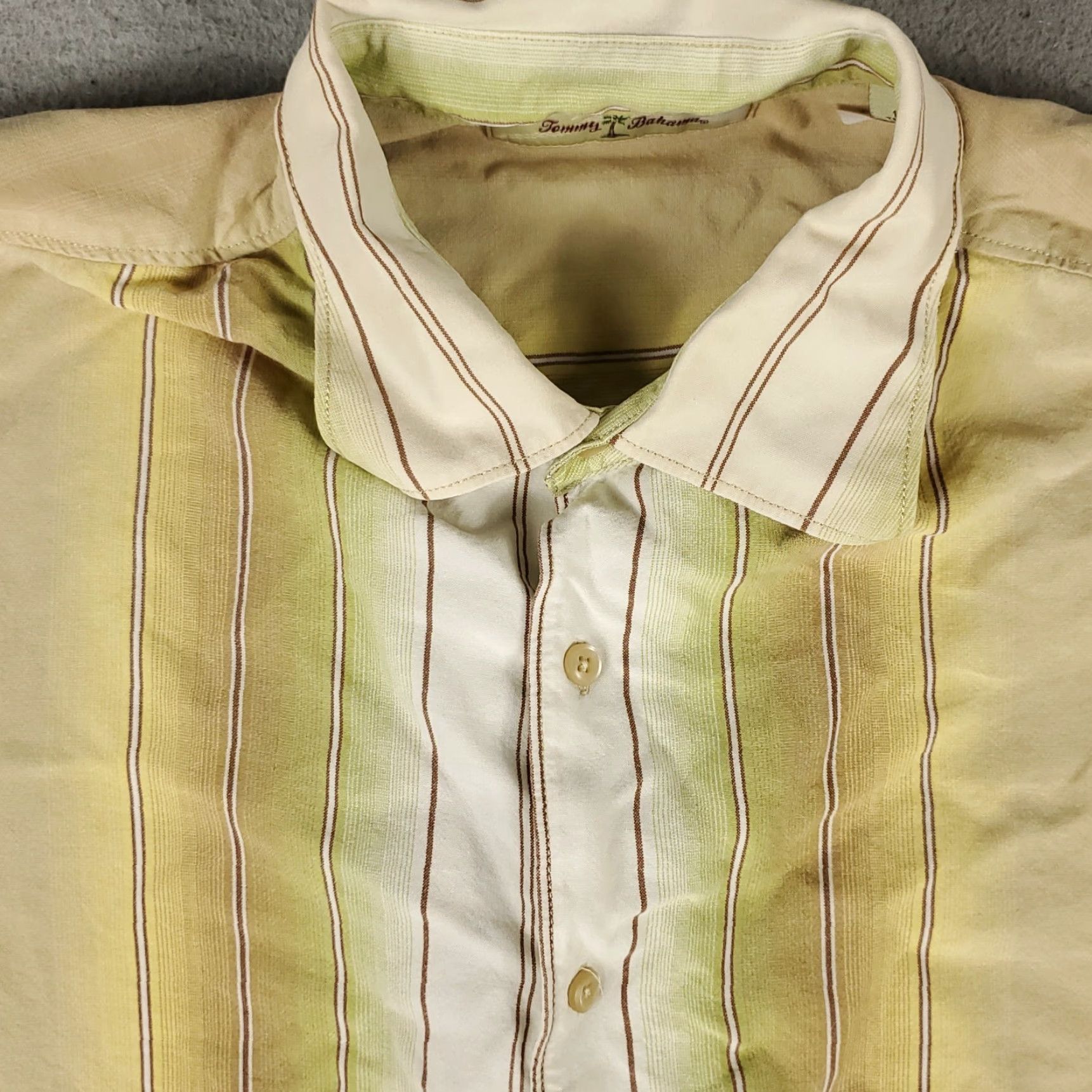 Tommy Bahama Tommy Bahama Shirt Mens Long Sleeve Button-Up Lyocell Beige Striped Adult Large Size US L / EU 52-54 / 3 - 2 Thumbnail