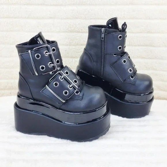 Other Black Matte Bear 104 Platform Ankle Boots Goth Punk Rave (US Size US 8 / IT 38 - 1 Thumbnail