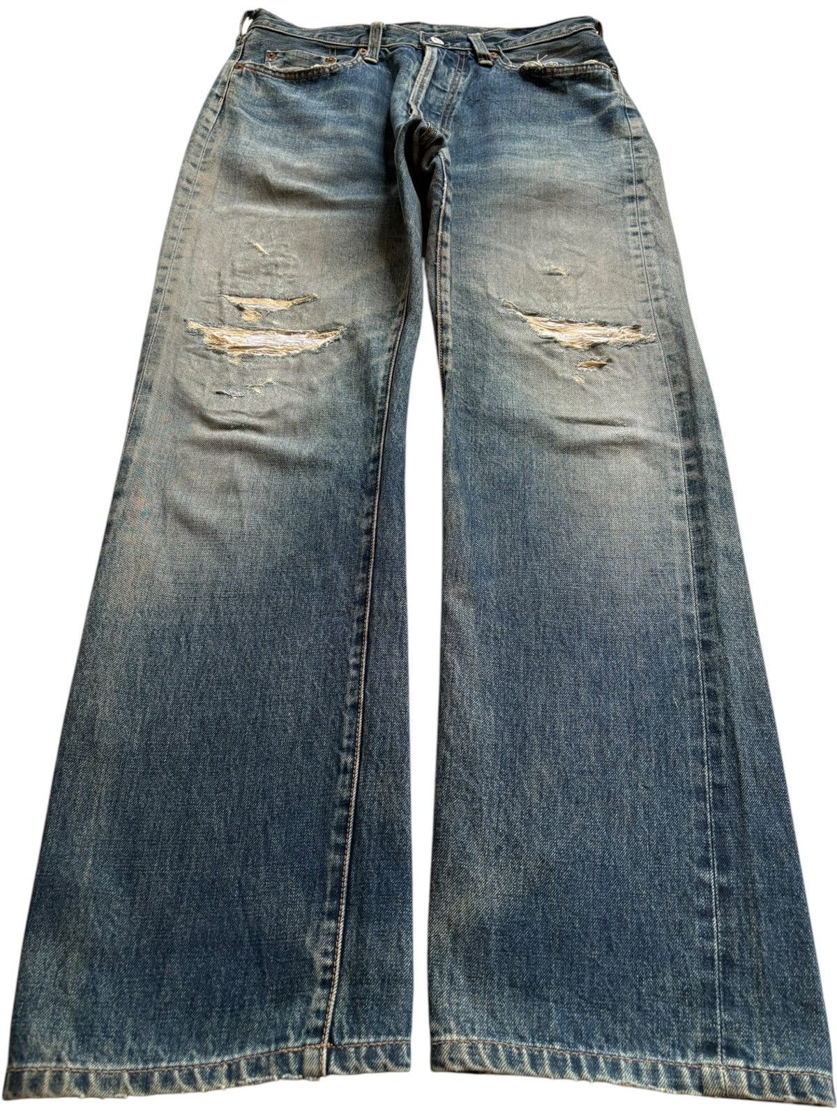 Japanese Brand Vintage Japanese Brand Selvedge Mud Wash Rip Baggy Jeans Size US 31 - 2 Thumbnail