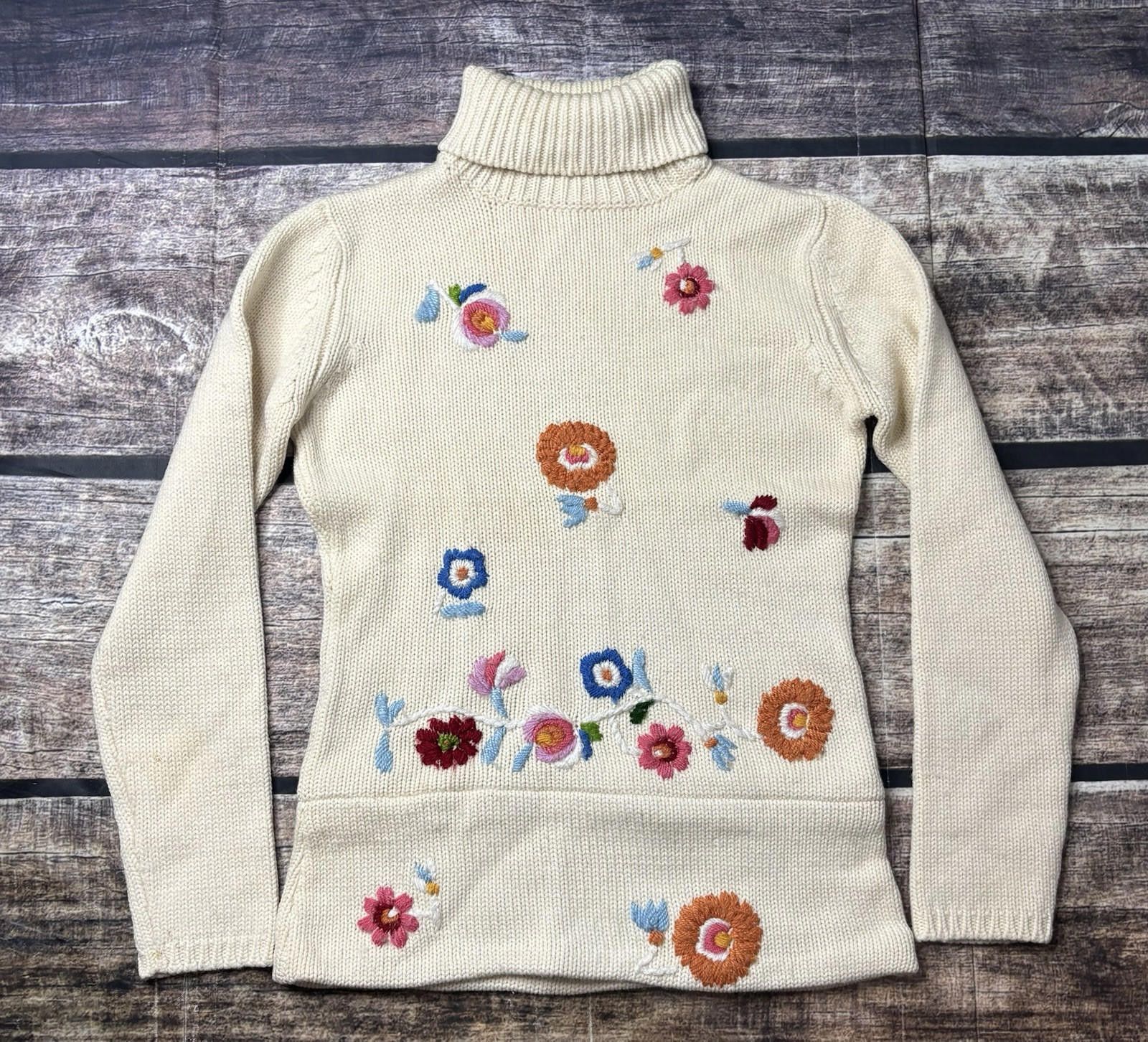 Other Compagnia Italiana Sweater Womens S Floral Embroidered Wool Size S / US 4 / IT 40 - 1 Thumbnail
