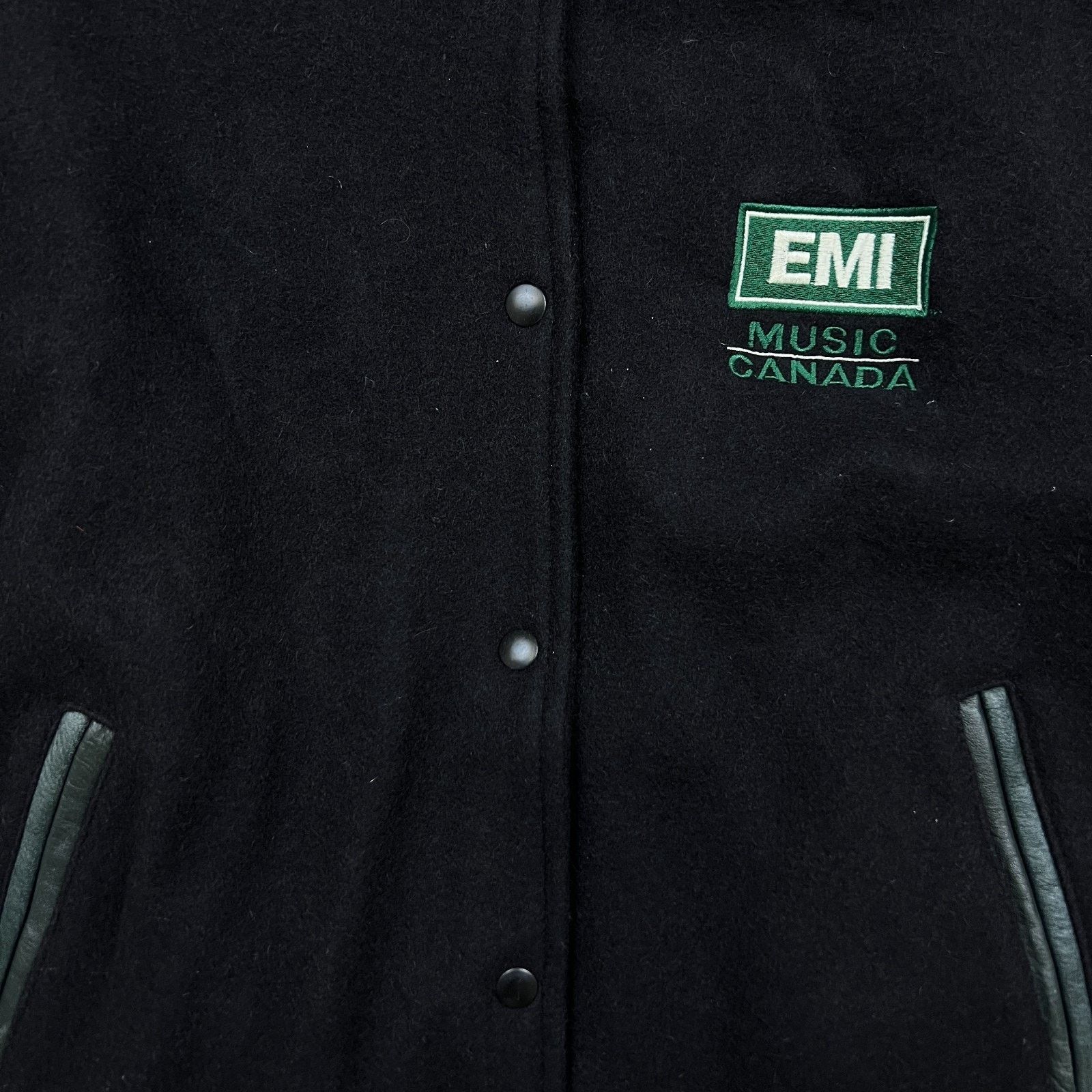 Vintage Vintage EMI Music Canada Varsity Jacket Wool Leather 90s Size US M / EU 48-50 / 2 - 3 Thumbnail