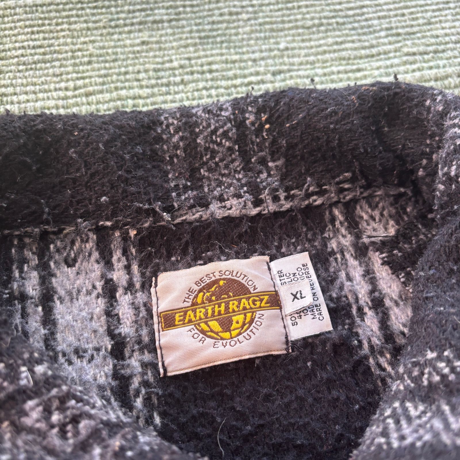 Earth Ragz × Vintage Vintage 90s Earth Ragz Thick Black Cotton Hippie Zip Up Size US XL / EU 56 / 4 - 3 Thumbnail