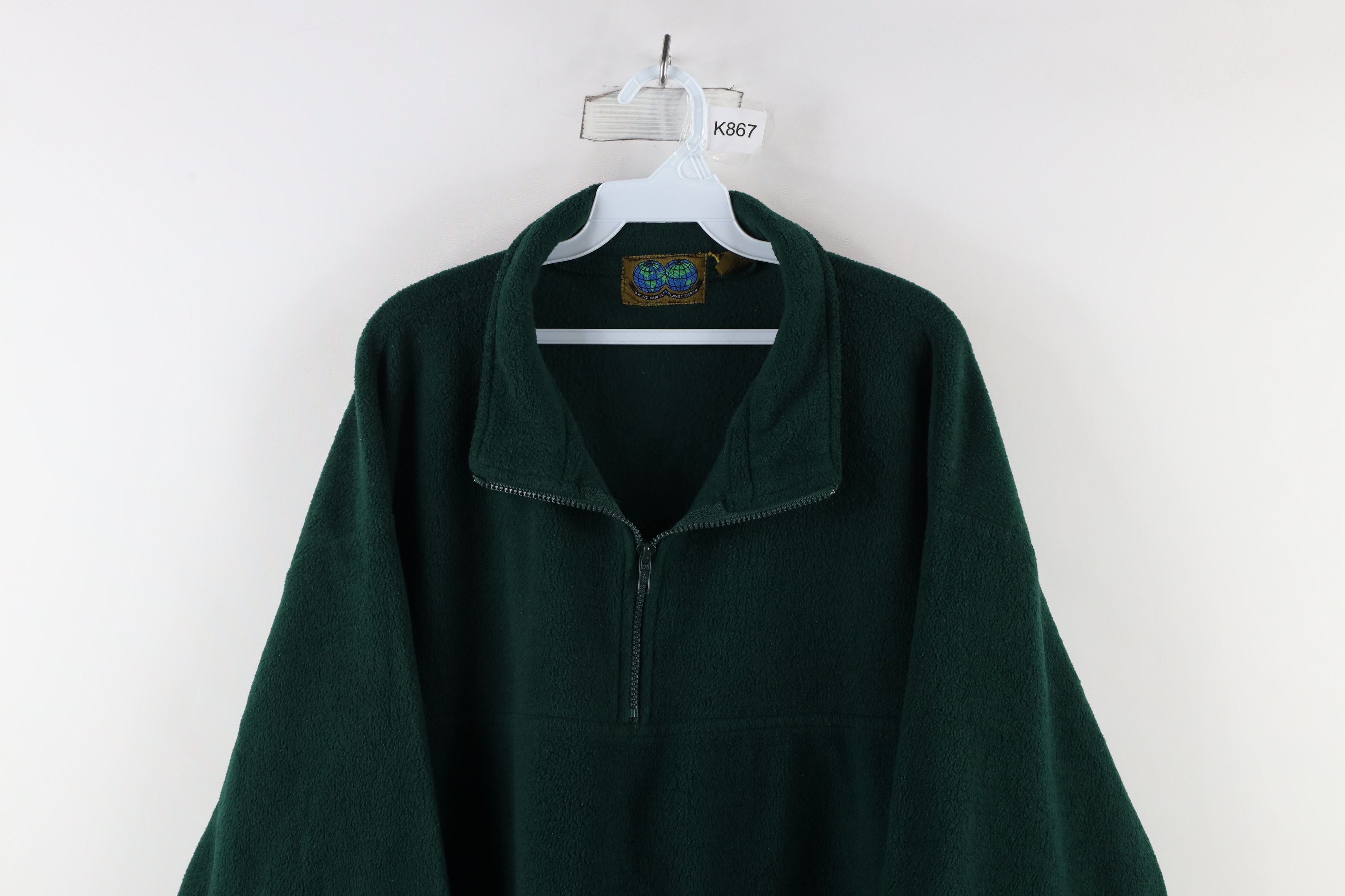 Vintage Vintage 90s Streetwear Zip Fleece Pullover Sweater Green Size US XL / EU 56 / 4 - 2 Thumbnail