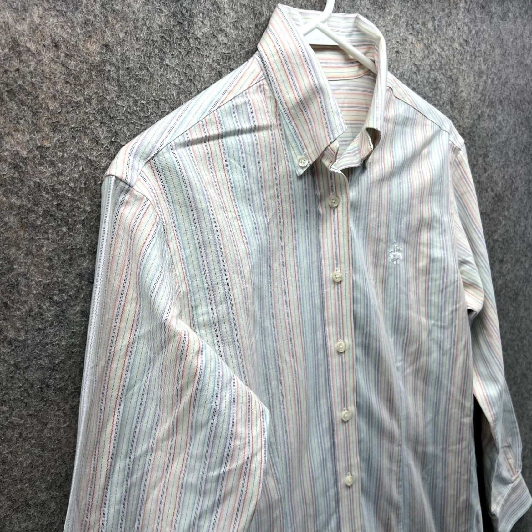 Brooks Brothers VINTAGE Brooks Brothers Shirt Dress Womens 2 Blue Pink Striped Button Down Collared Knee Length Size XS / US 0-2 / IT 36-38 - 4 Thumbnail