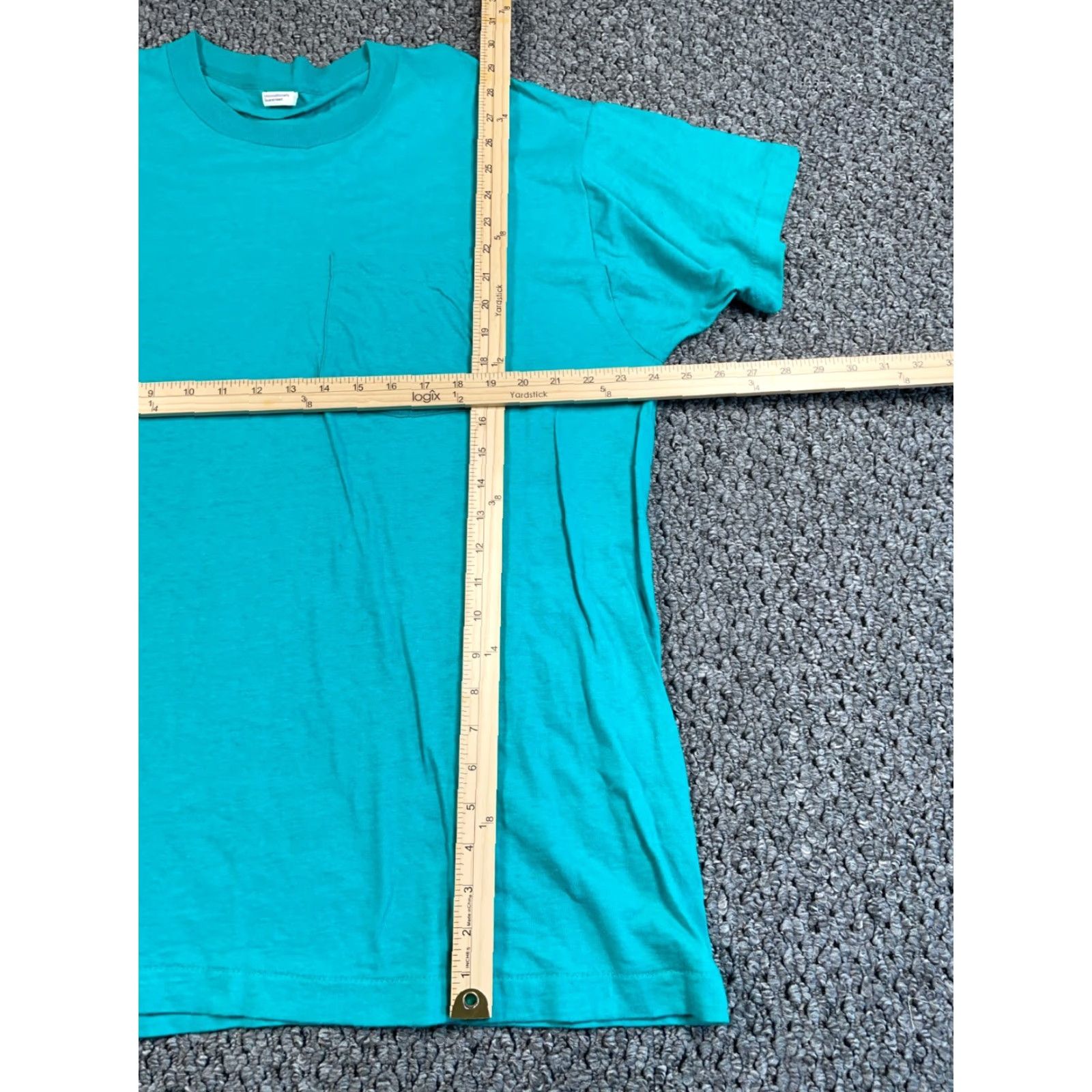 Vintage VTG B.V.D Solid Pocket T-Shirt Adult 2XL Turquoise USA Made Cotton Short Sleeve Crew Neck Mens 90s Retro Lightweight Single Stitch Size US XXL / EU 58 / 5 - 5 Thumbnail