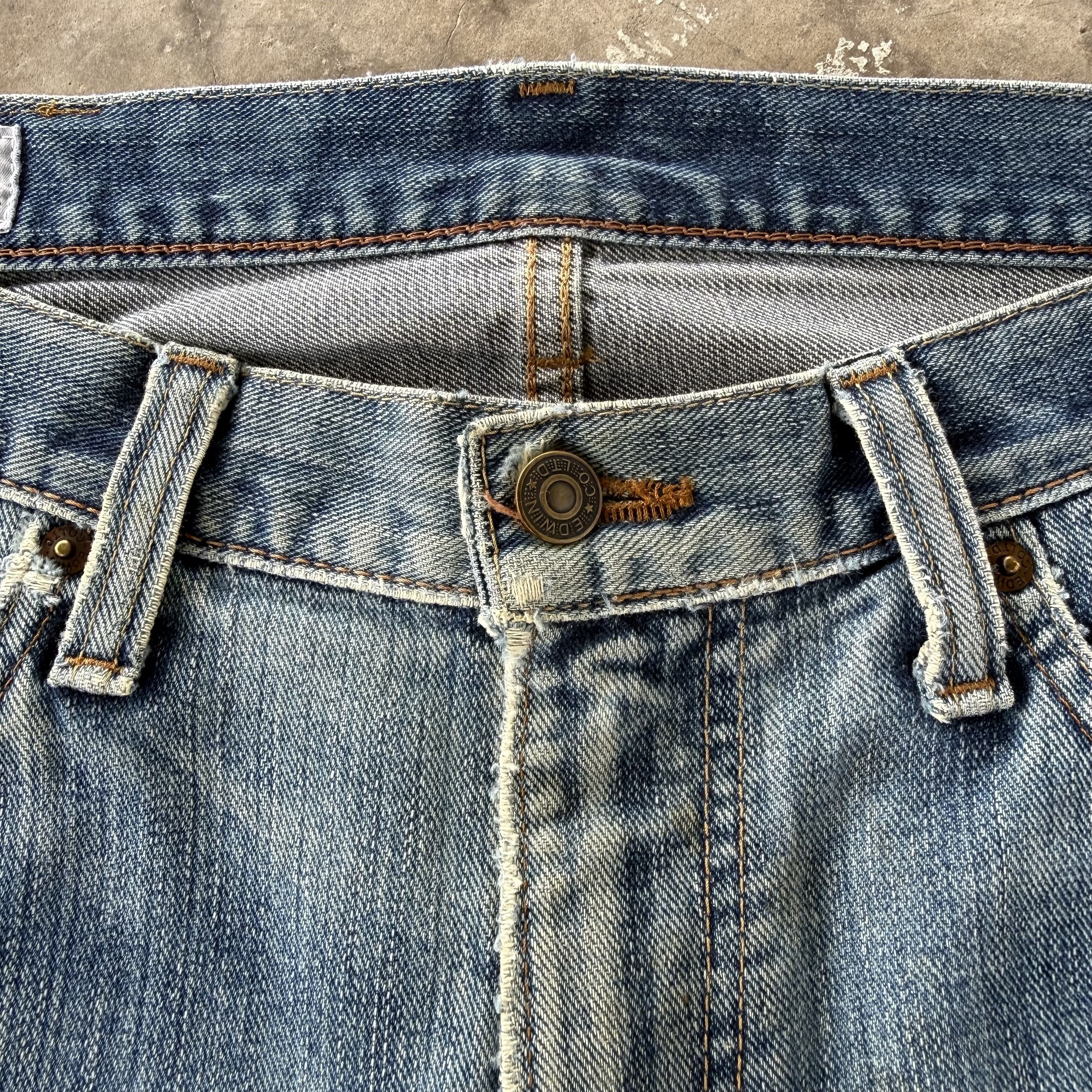 Edwin W35x26.5 Vintage Edwin Faded Blue Denim Jean Pants Size US 35 - 6 Thumbnail