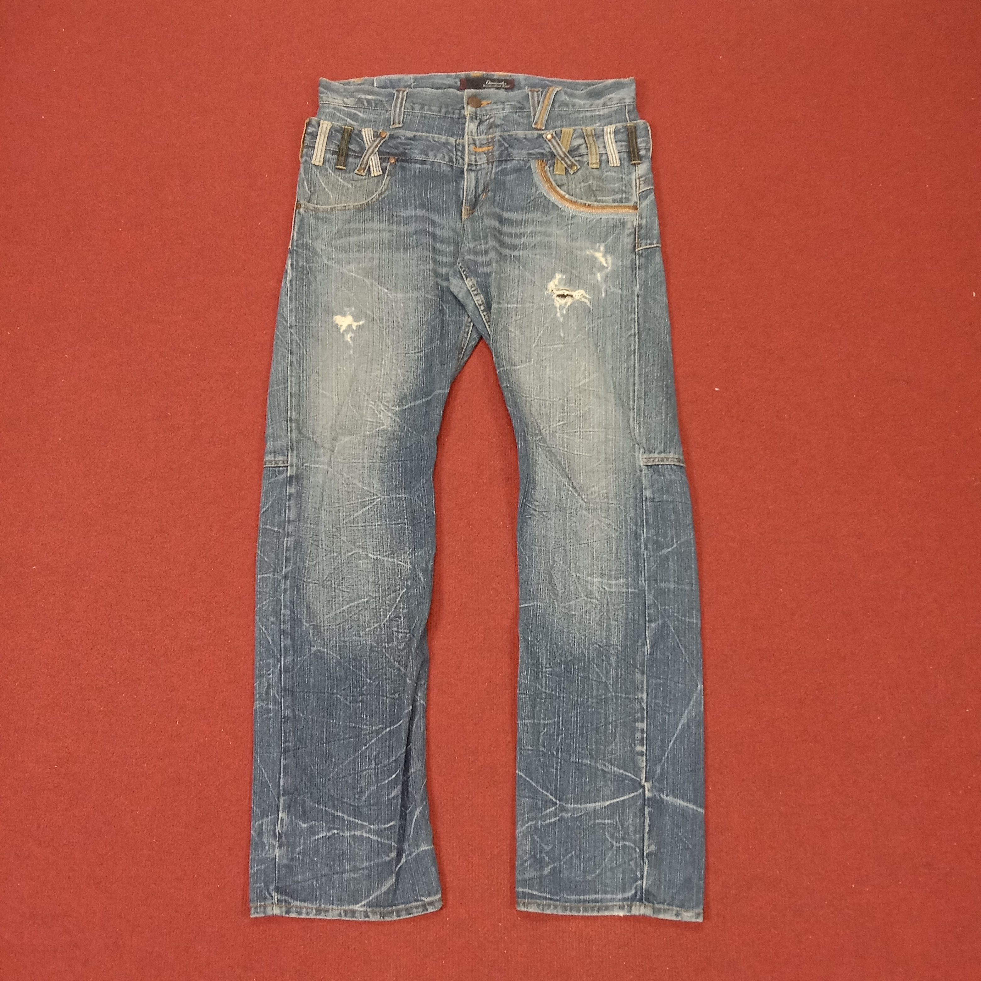 Vintage Dominate Handcrafted Jeans Double Waist Style Jeans Fashion Size US 34 / EU 50 - 4 Thumbnail
