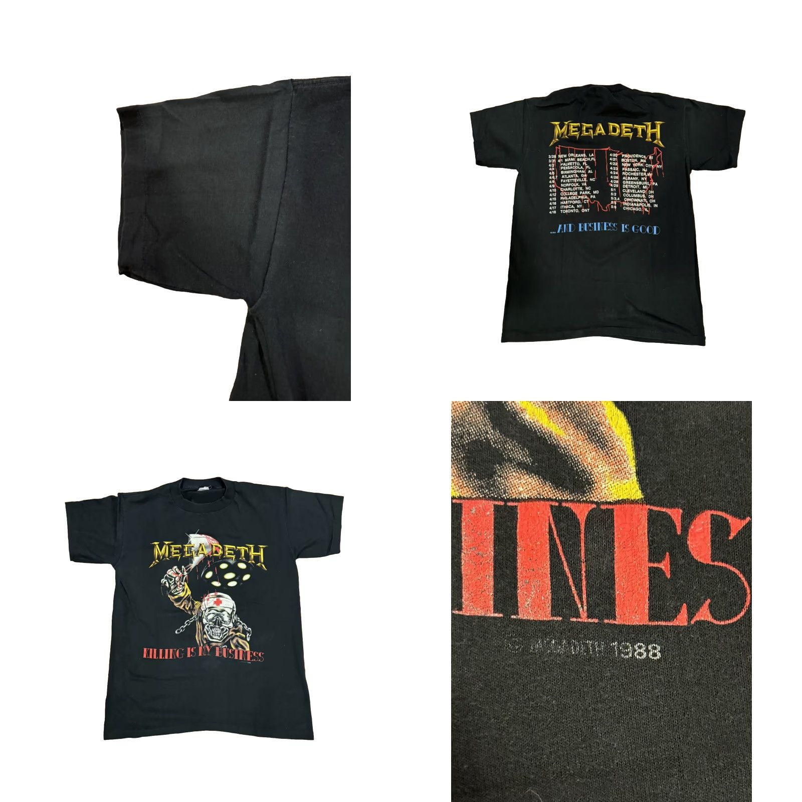 Vintage VINTAGE Megadeth Concert T-Shirt 1988 Killing is My Business Heavy Metal Shirt Men L Black Cotton Crew Neck Short Sleeve 80s Band Music Rock Size US L / EU 52-54 / 3 - 8 Thumbnail