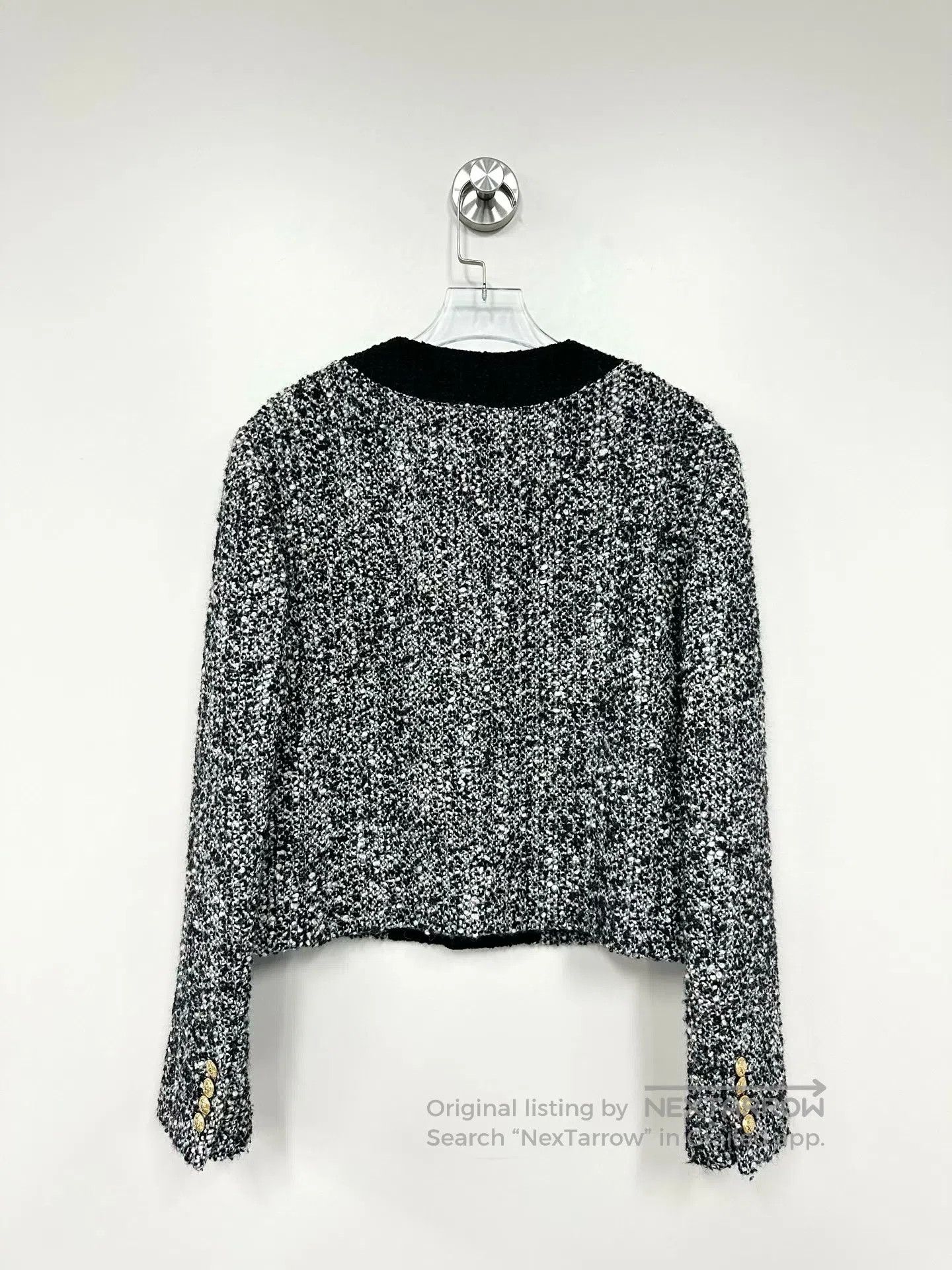 Celine CELINE Black and Gray Gold Buckle Wool Tweed Jacket| Size XS / US 0-2 / IT 36-38 - 2 Thumbnail
