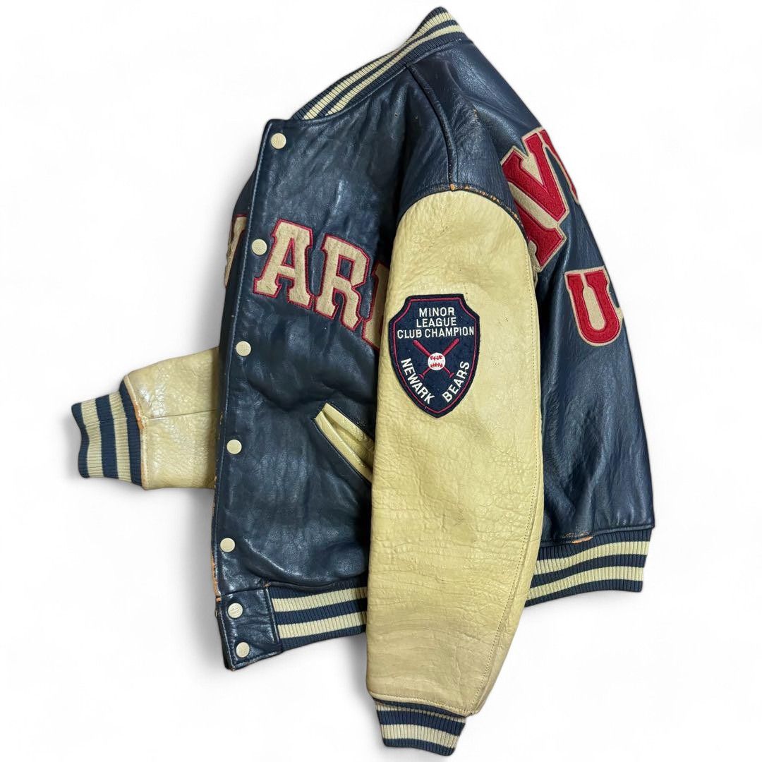 Avirex Avirex - M Leather College Jacket Stadium Blue Beige Size US M / EU 48-50 / 2 - 3 Thumbnail