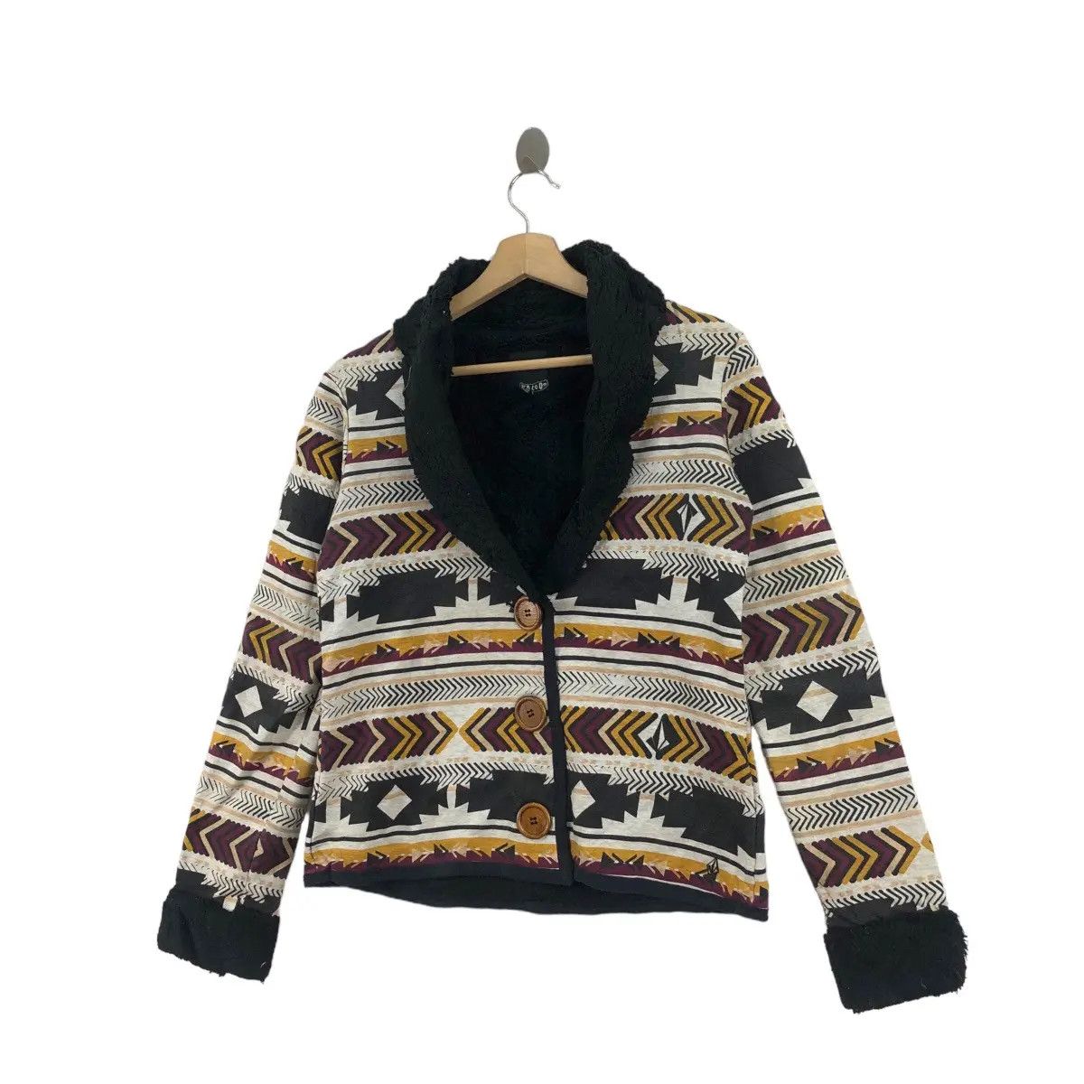 Volcom VOLCOM SURF SKATE Navajo Aztec Deep Pile Fleece Jacket Size S / US 4 / IT 40 - 2 Thumbnail