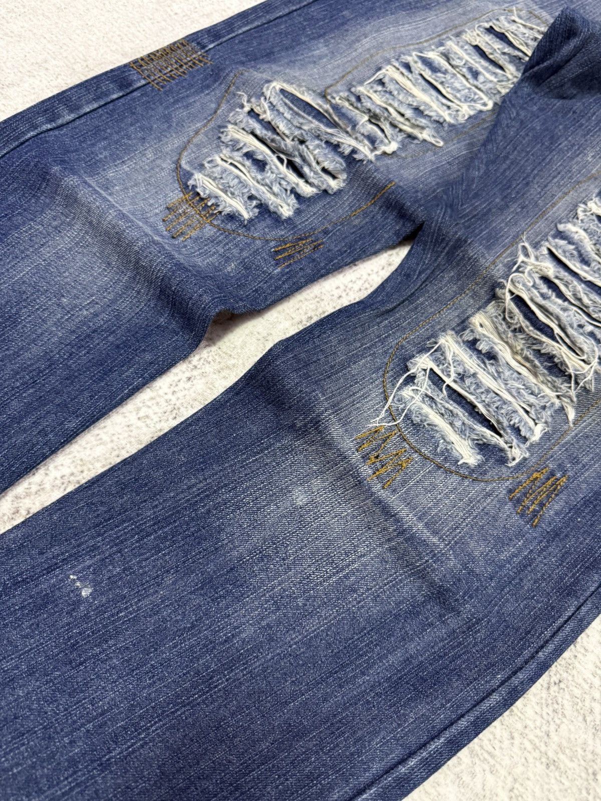 Hysteric Glamour × Japanese Brand Wild Chanel Destroyed Repaired Heavy Stitched Jeans Size US 30 / EU 46 - 6 Thumbnail